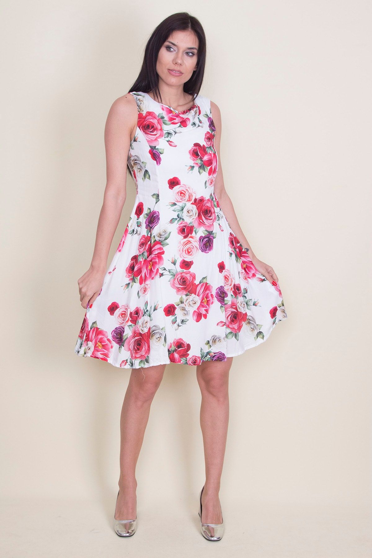 Boat neck sales floral dress