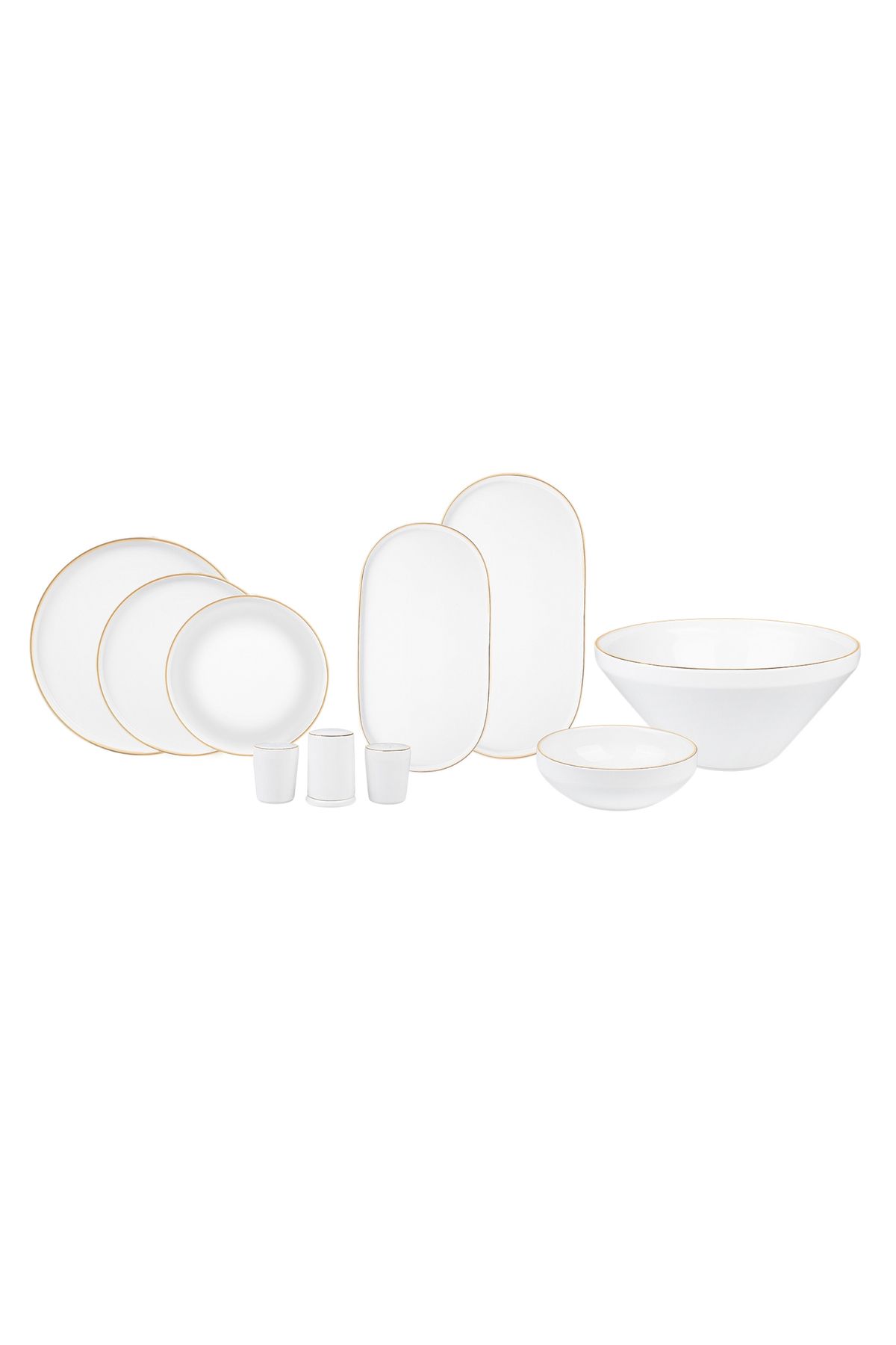 Karaca-Neu Saturn Gold 59-teiliges Streamline Porzellan Geschirrset für 12 Personen Set 1