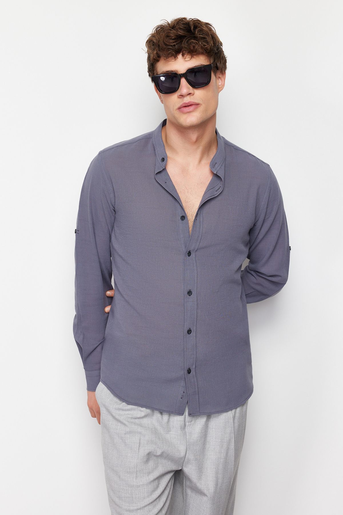 trendyol-man-mens-plain-long-slim-shirt