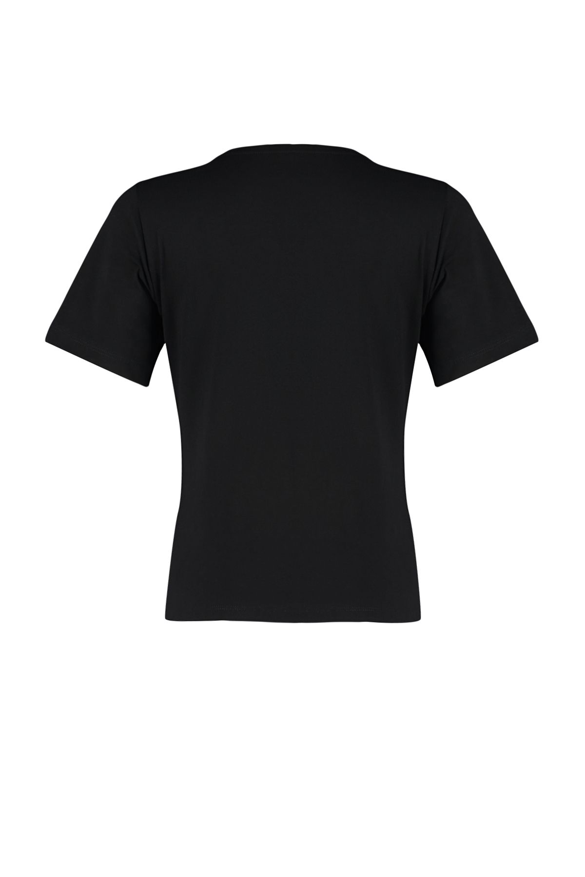 Trendyol Collection-Černý přední záhyb Detailní Regular/Normal Fit Pletená halenka s výstřihem TWOSS24BZ00302 7