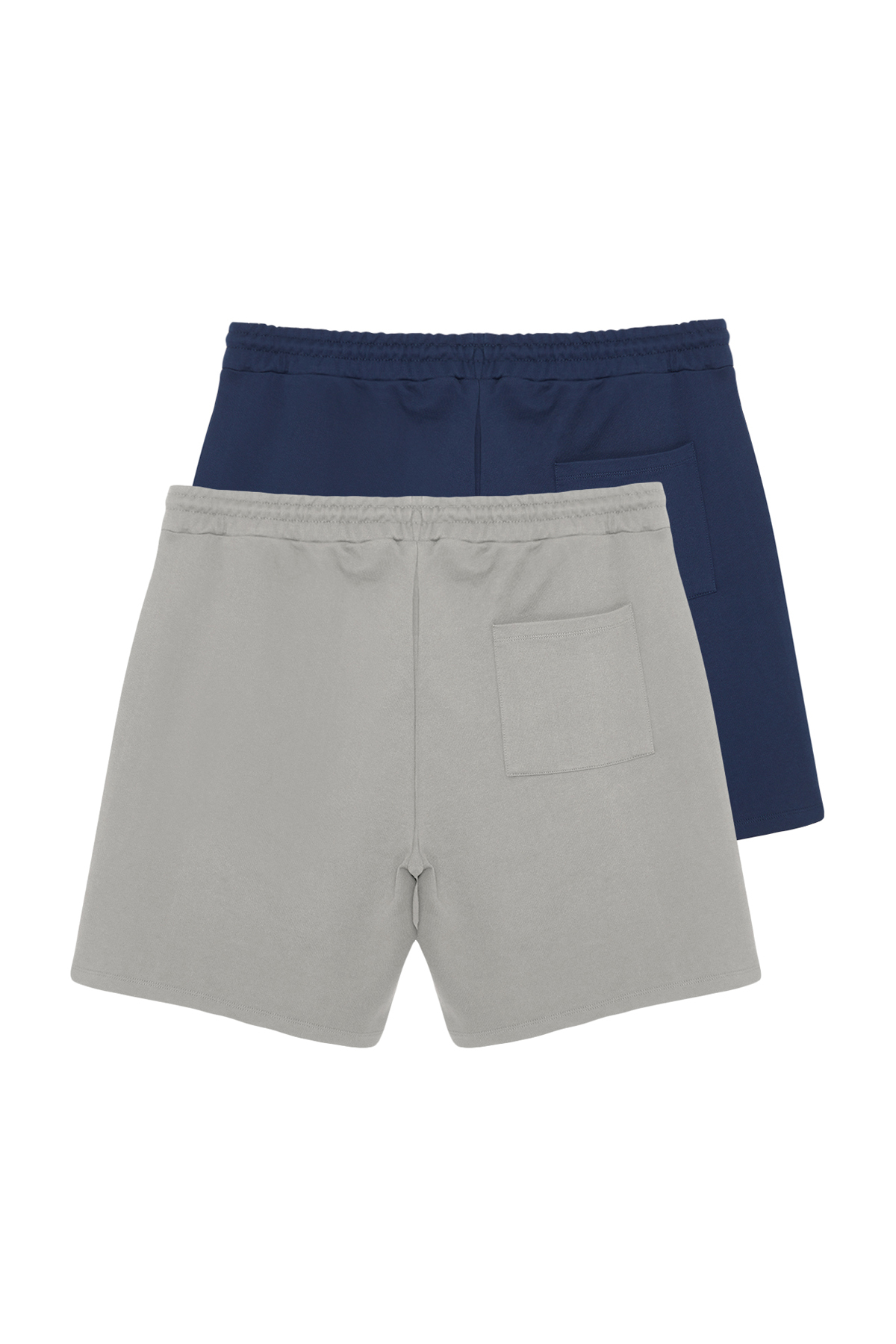 Trendyolmilla  Büyük Beden Gri-Lacivert 2'li Paket Regular/Normal Kesim %100 Pamuklu Şort TMNSS24AP00000 - Görsel 9