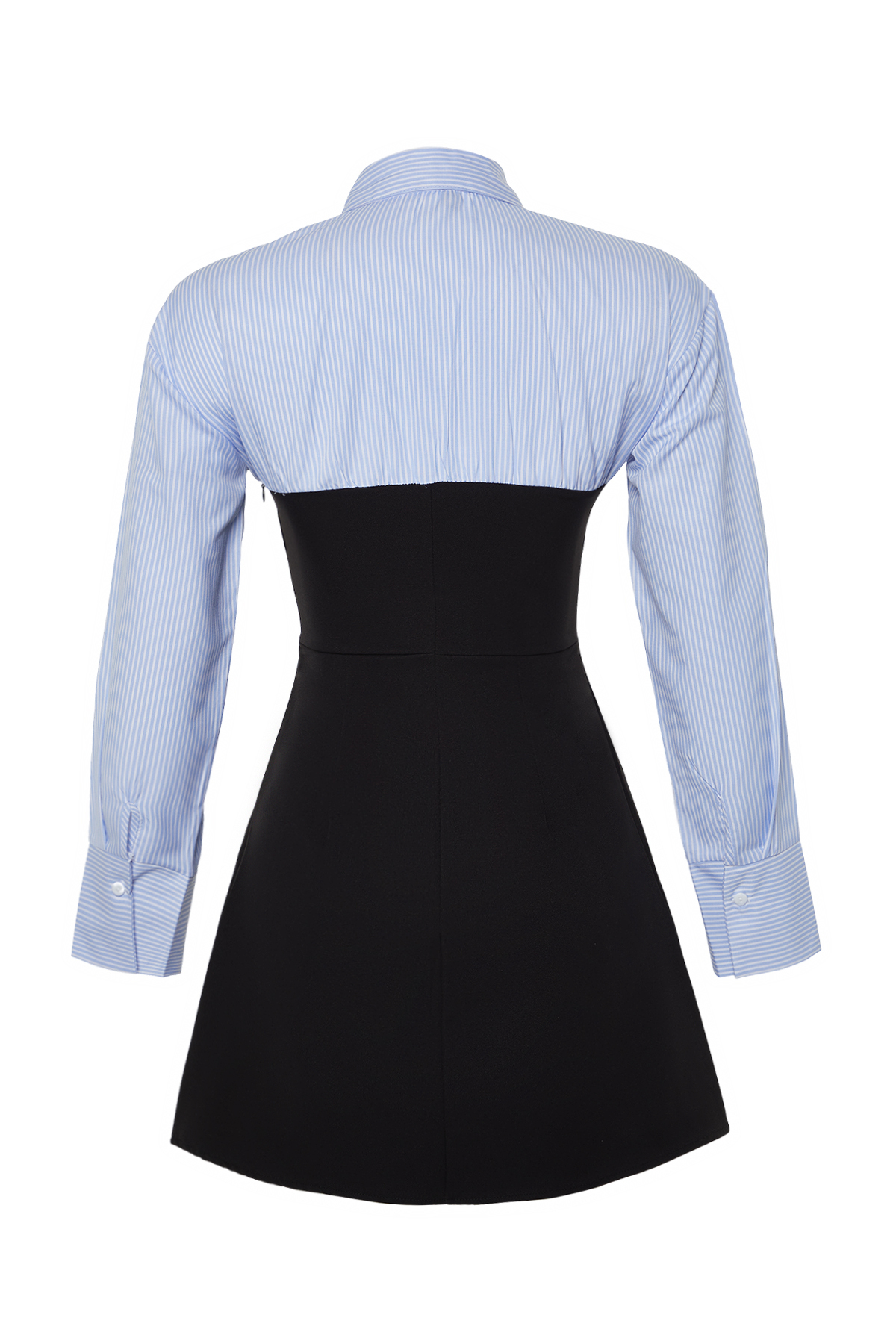 Trendyolmilla  Siyah Düz Bodycone Straplez Detaylı Finike Mini Dokuma Gömlek Elbise TWOSS24EL00751 - Görsel 8