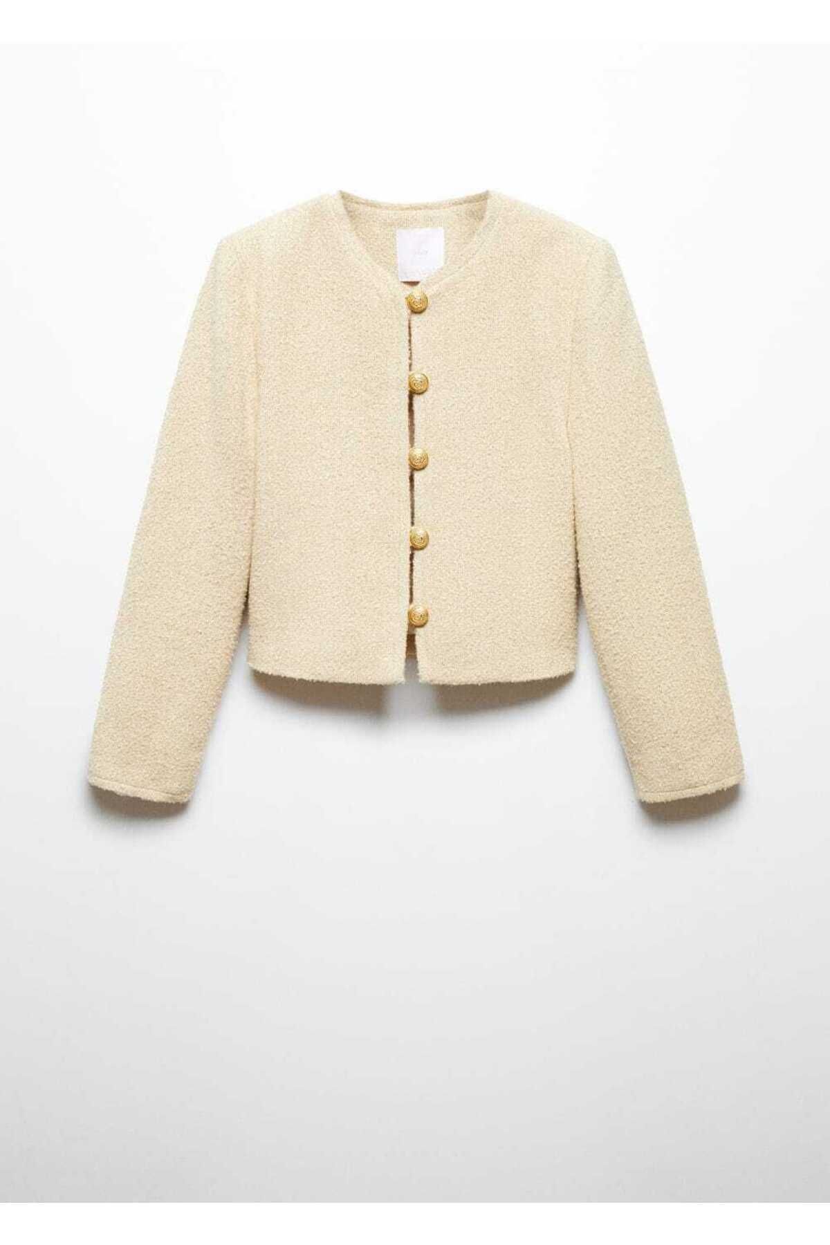 MANGO Woman-Tweed jacket with stones on buttons 3