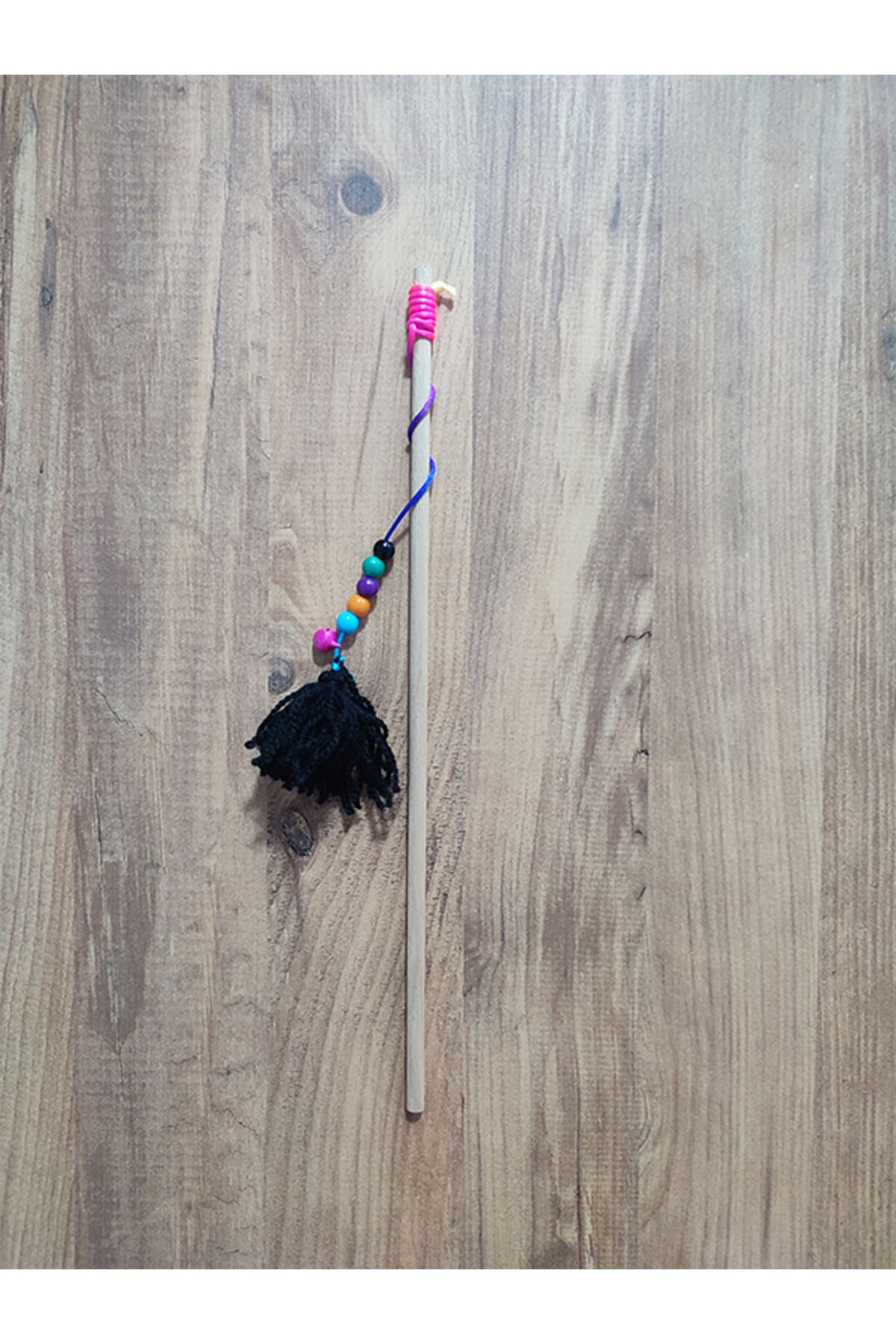 Pet Markt-Plush Cat Fishing Rod Toy with Bells and Beads Random Color 1 Piece 3
