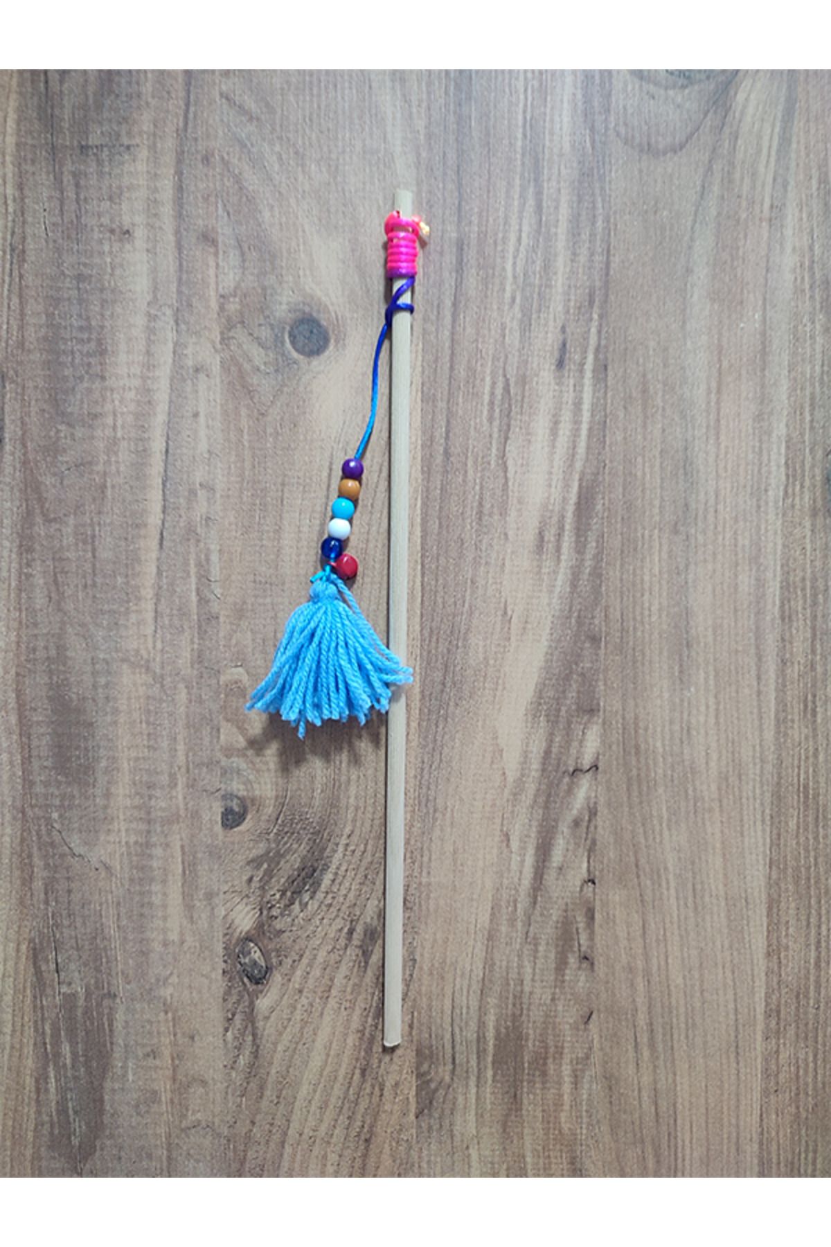 Pet Markt-Plush Cat Fishing Rod Toy with Bells and Beads Random Color 1 Piece 4