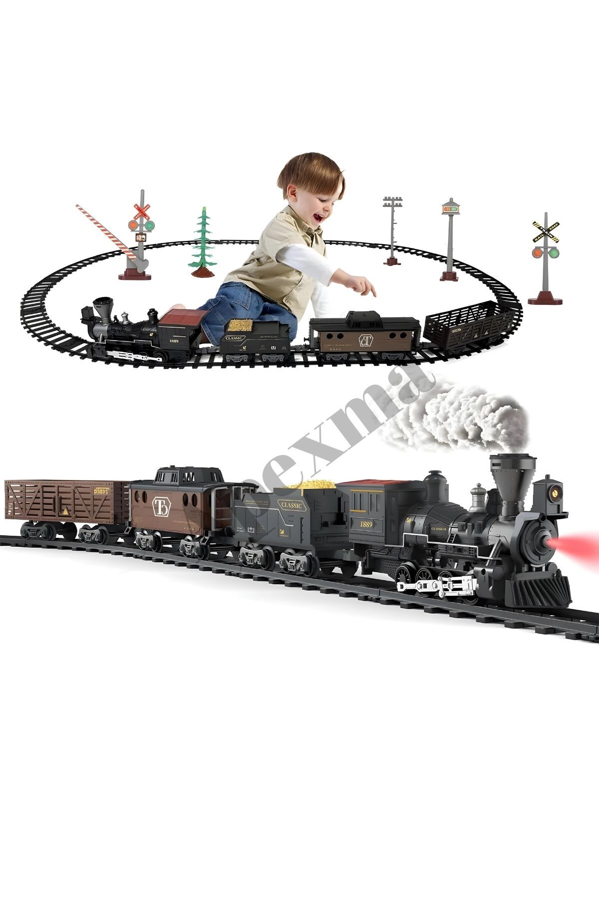 Light and Sound Steam Classic Train - Toy Steamer Train Set - Girl Boy Toy