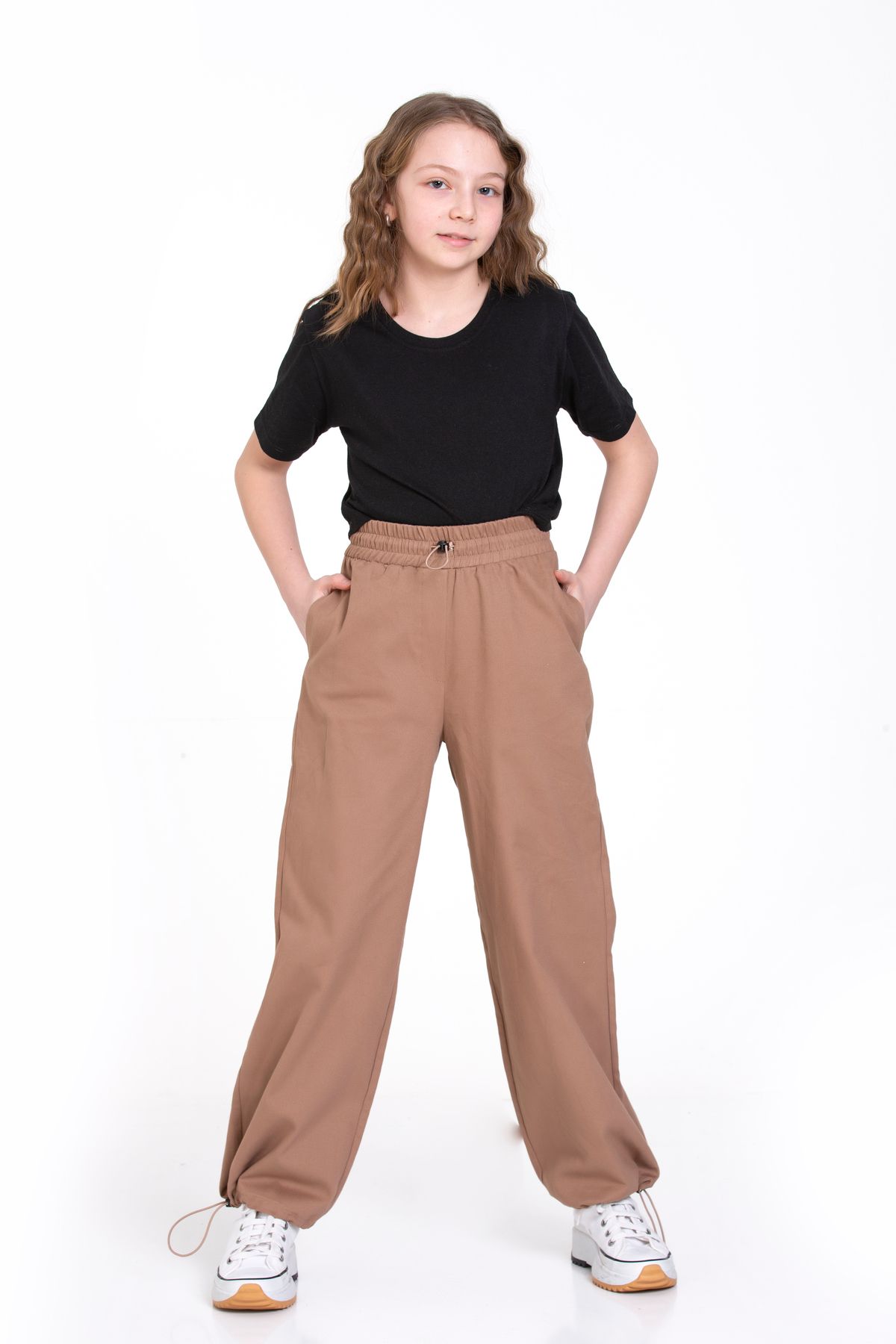 LAPINKOD-Girl's Trousers with Elastic Waist and Stoppers 3