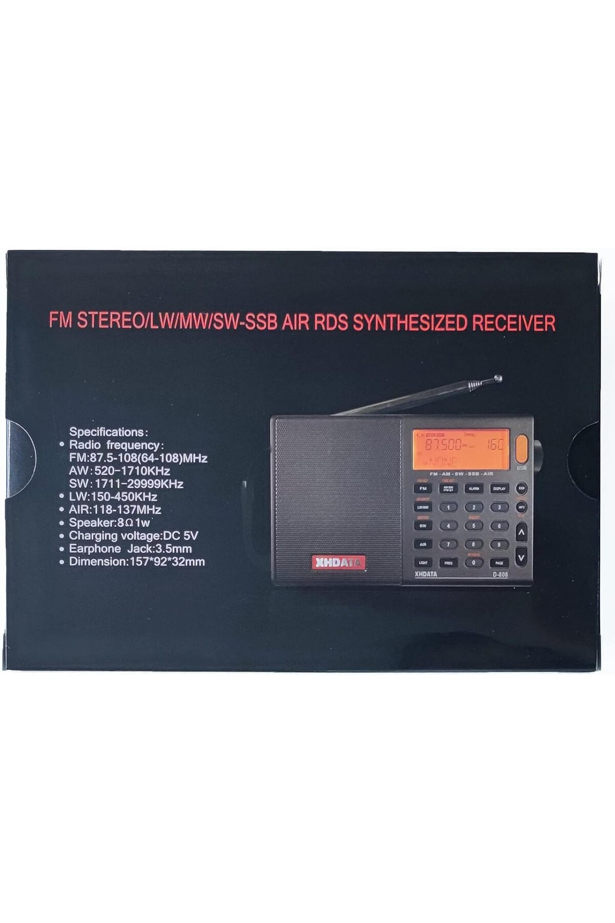 XHDATA D-808 taşınabilir Dijital radyo UKW StereokWmWLW SSB RDS