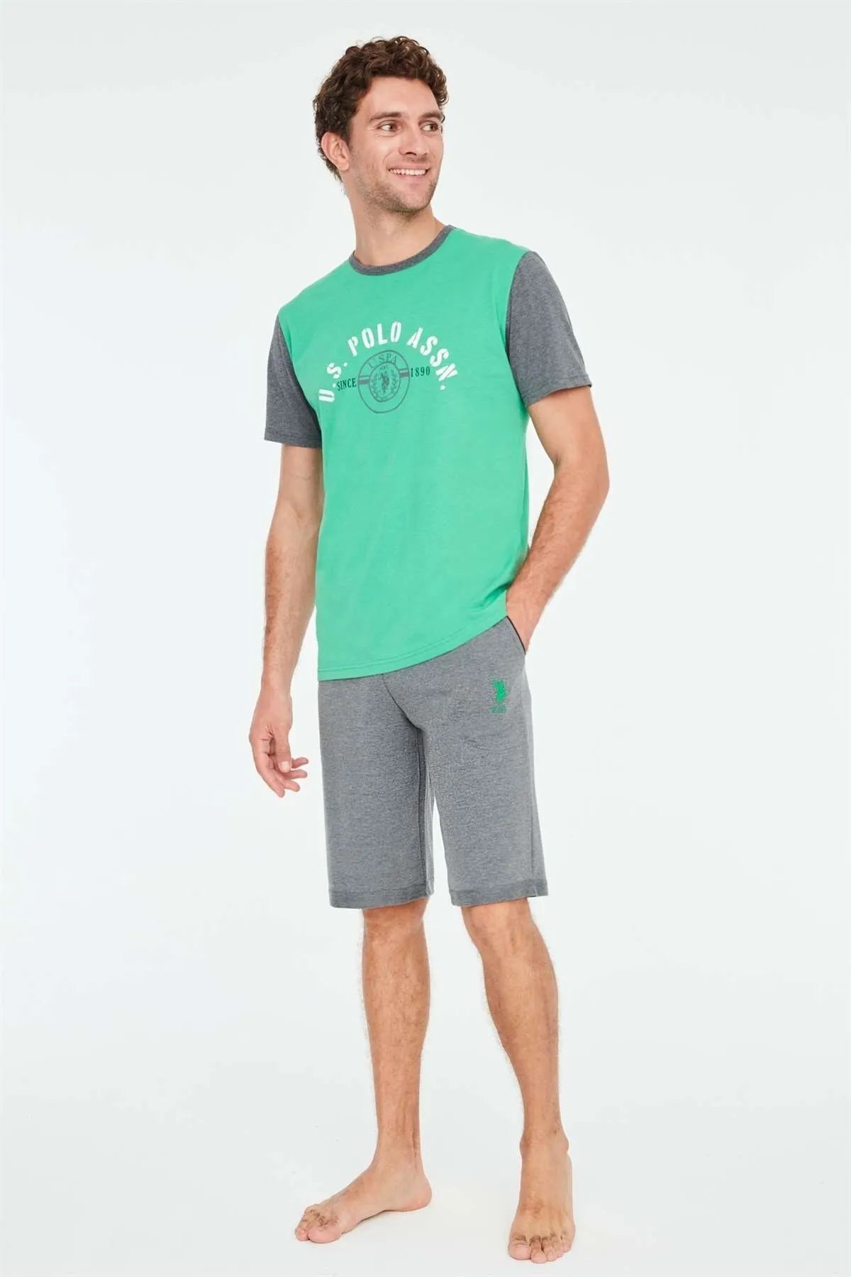 ست پیژامه سبز مردانه پولو اسن ایالات متحده 18673 پیراهن شلوارک U.S. Polo Assn.