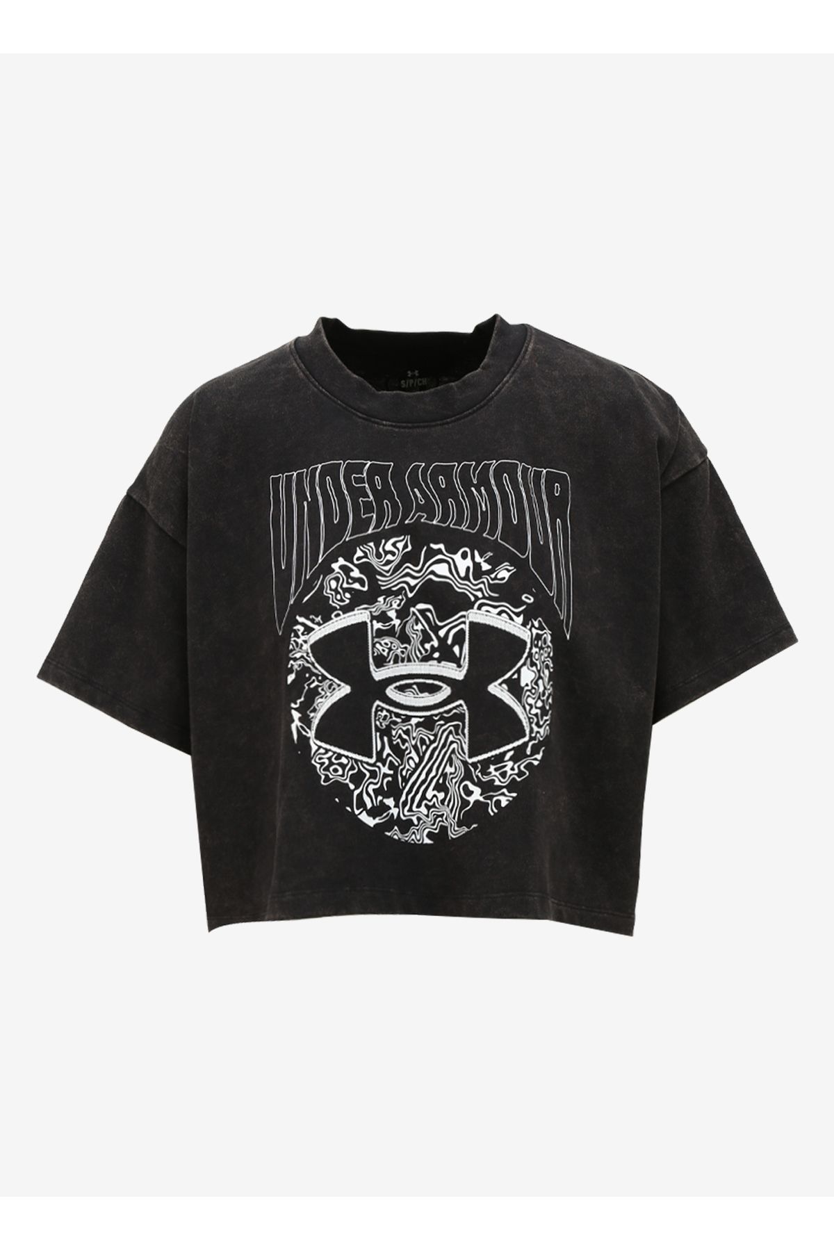 Under Armour Siyah Kad n Bisiklet Yaka Bol Kesim Desenli T Shirt 1383048 001 UA HW Dusk to Dawn Crop Fiyat Yorumlar Trendyol