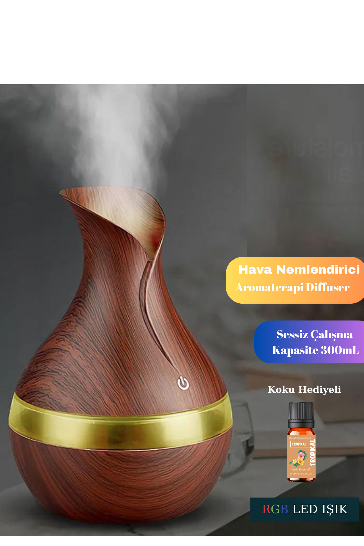 Tulip Air Humidifier Aromatic Room Fragrance 300ml Cold With 7 Colors Led Light