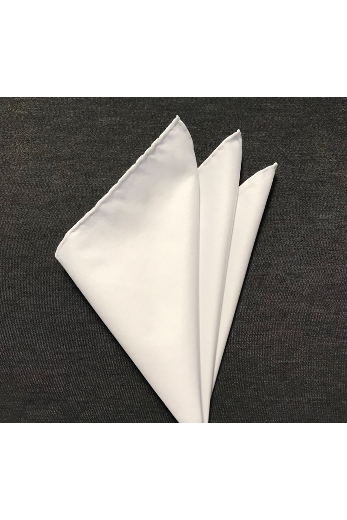 Sade Kravat Düz Beyaz Ceket Mendili M514 Beyaz