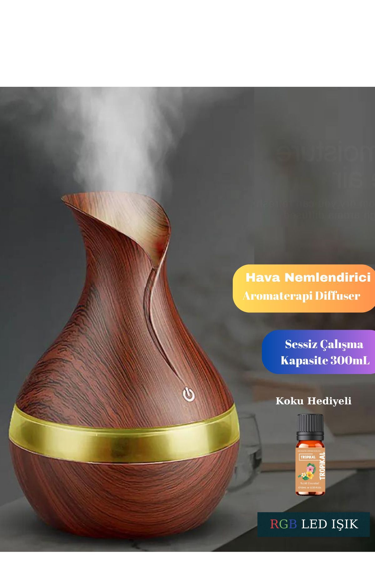 Tulip Air Humidifier Aromatic Room Fragrance 300ml Cold With 7 Colors Led Light