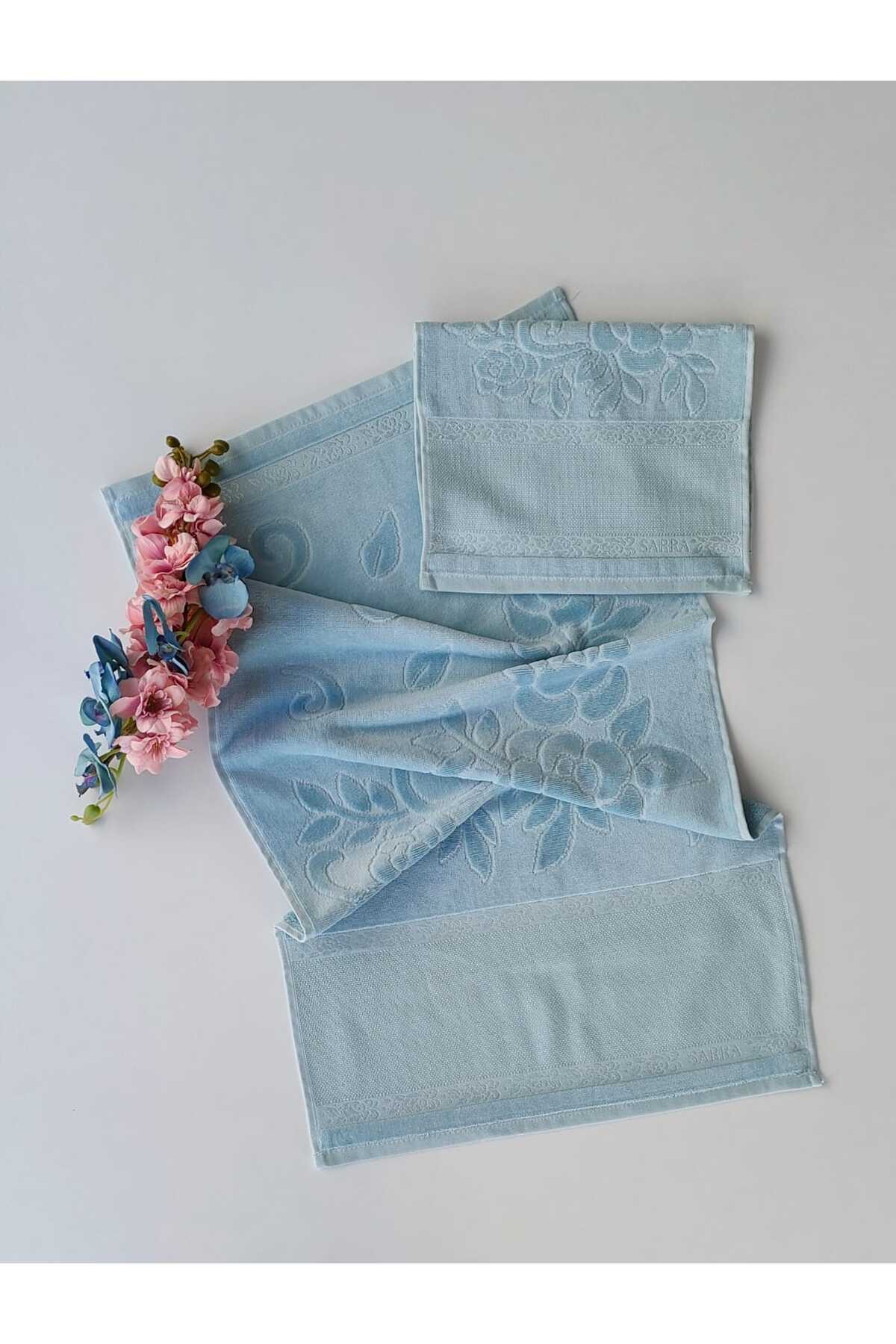 2-Piece Ethamine Stitched Towel Set (30X50-50X90CM) - Petroleum Blue