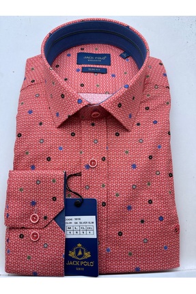 Jack Polo Pamuk Likra Baskılı Slim Fit Erkek Gömlek