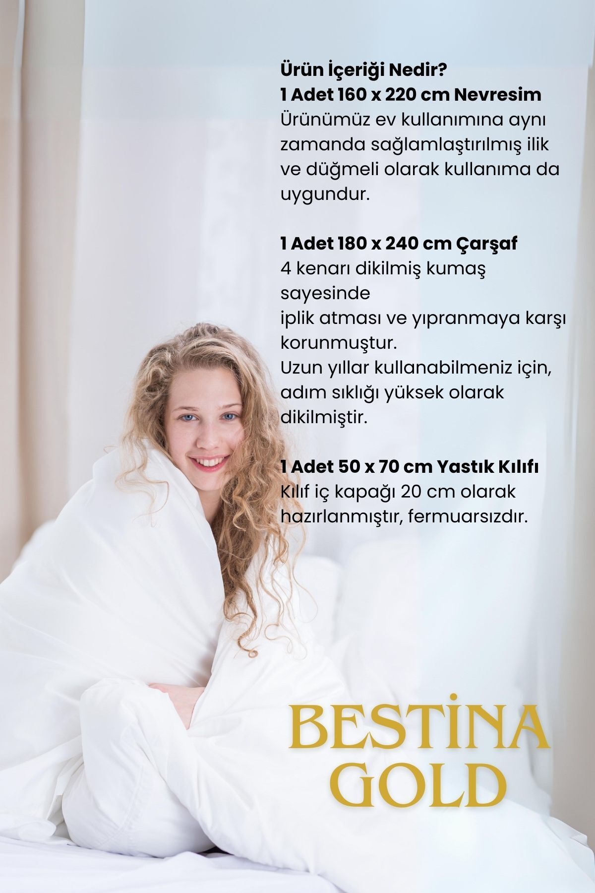 Bestina Gold Pamuklu Saten Tek Kişilik Nevresim Takımı 3