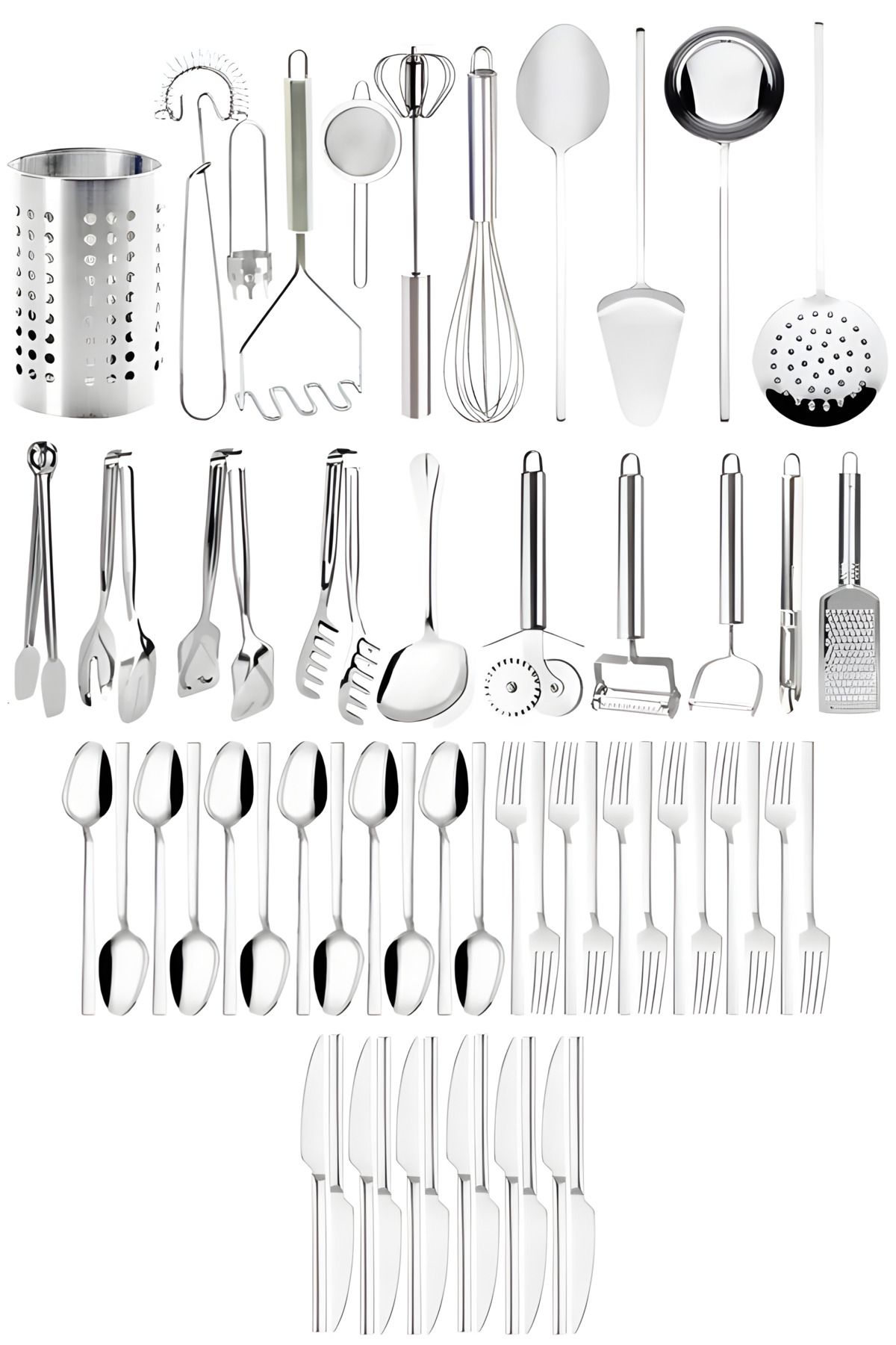 Selenica-Daily Cutlery Set 12 Person Cutlery Set and Metal Kitchen Utensils 1