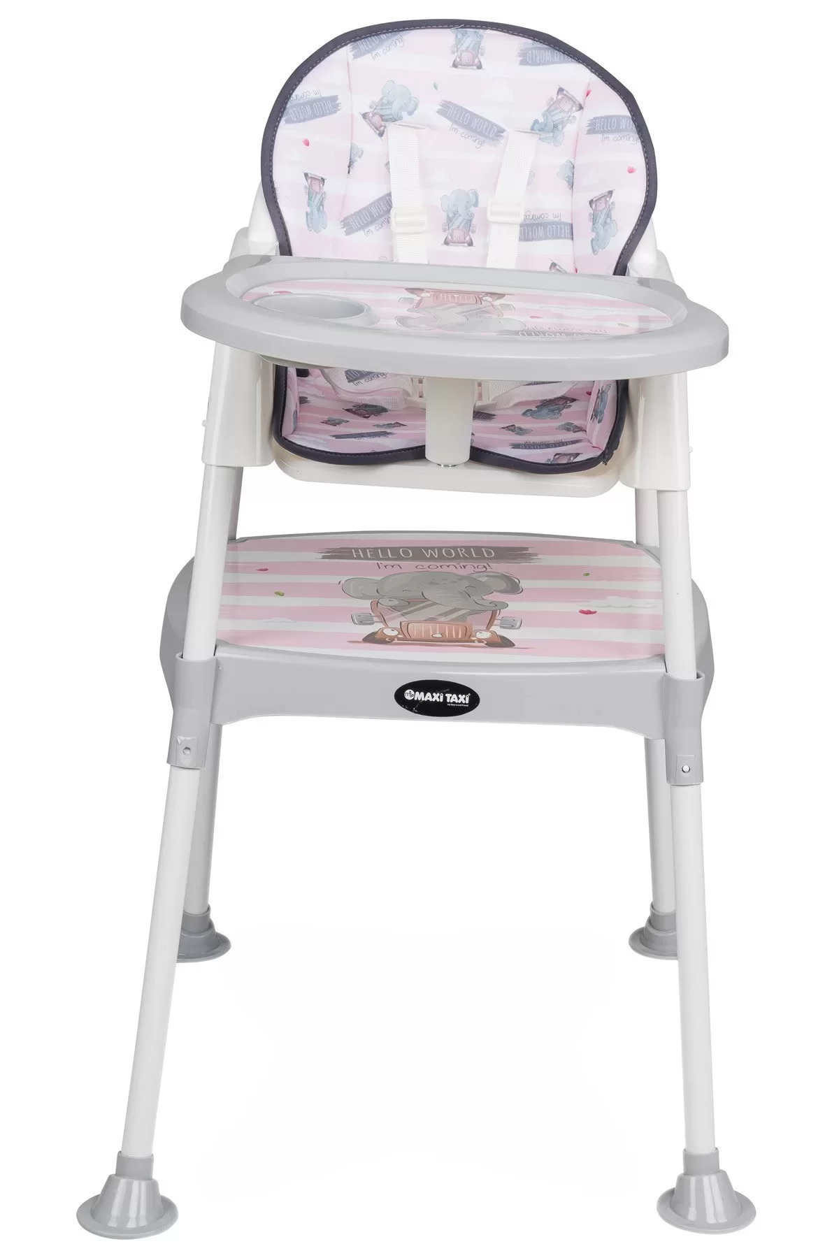Maxi Taxi Feeding Fil Desenli 3 In 1 Mama Sandalyesi - Pembe fotoğrafı 2 (önizleme)