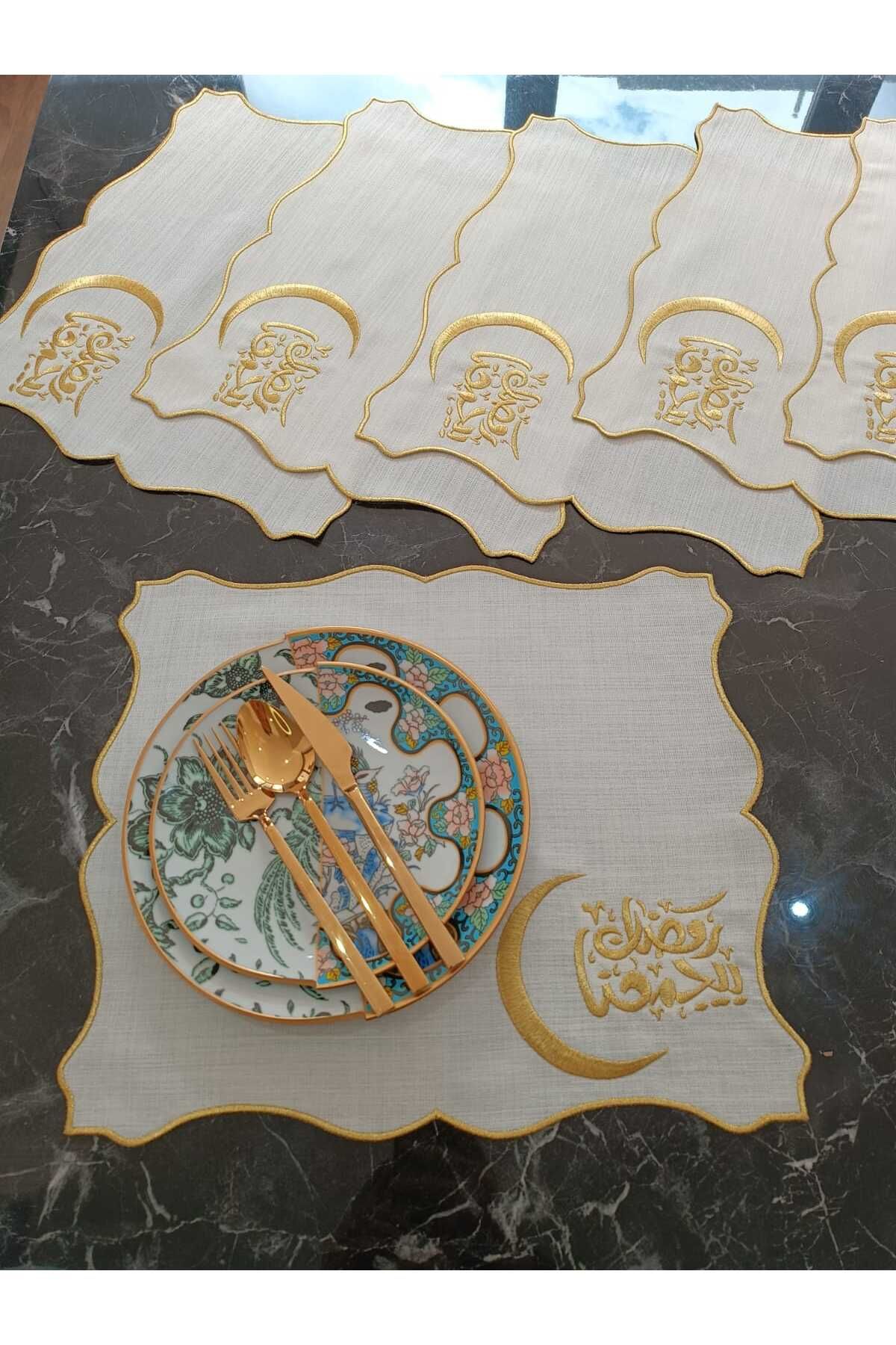 ramazan mübarek yazılı tabak altlığı, supla, amerikan servisi 6 adet