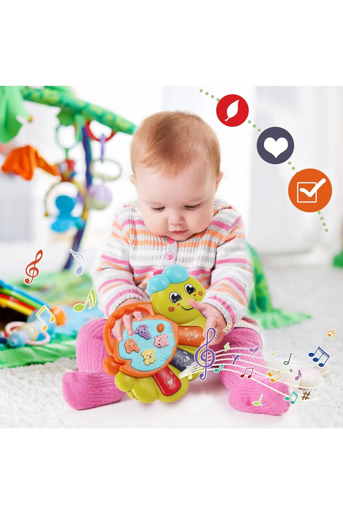 TUENGİ STORE Işıklı Müzikli Bebek Aktivite Oyuncağı Piyano Sevimli Tırtıl Müzikli Eğitici Oyuncak fotoğrafı 2 (önizleme)
