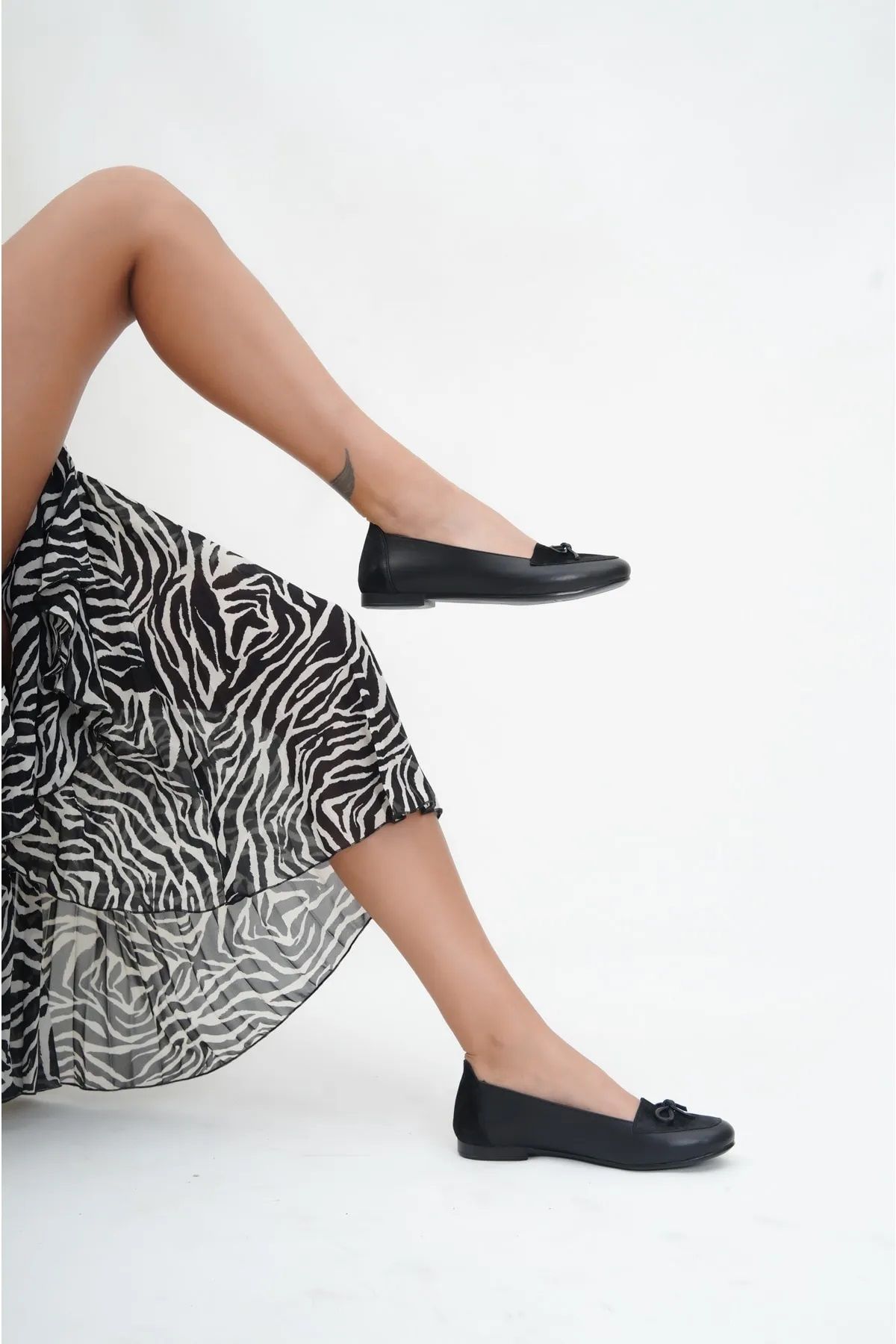 Deripabuc-Genuine Leather Black Women's Leather Ballerinas Dp-0104 3