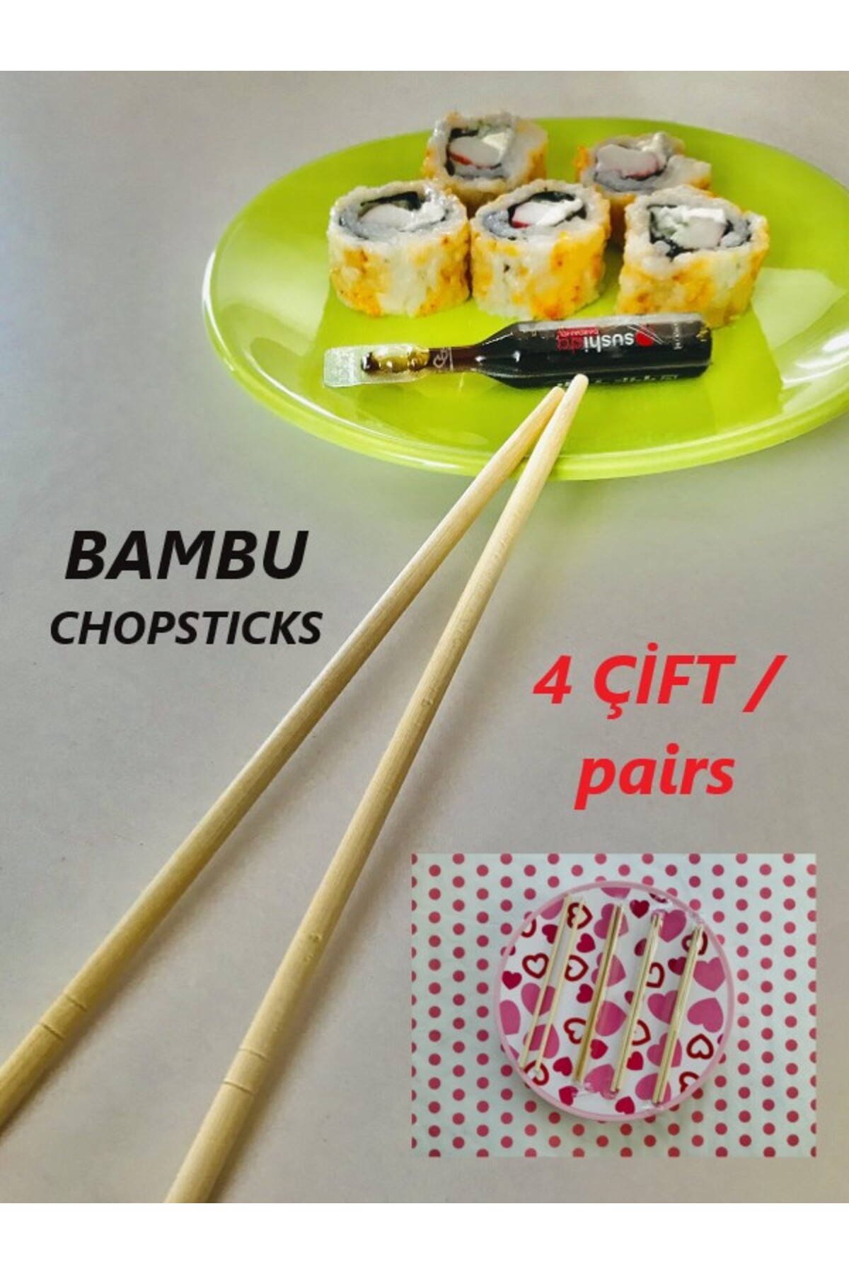 Bamboo Chopstick 4 Pairs 20 cm Washable