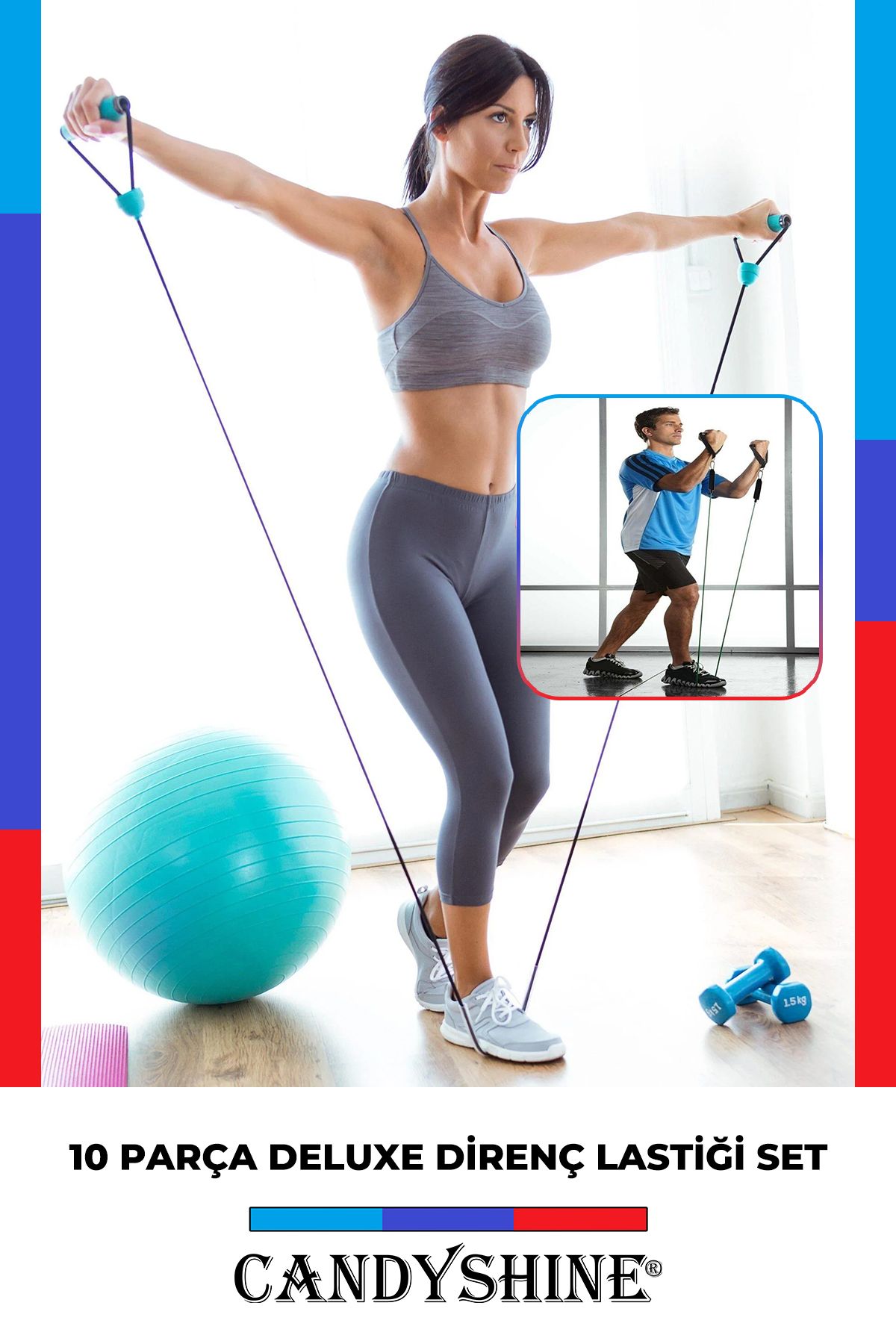 CandyShine 10 Parça Direnç Lastiği Seti Pilates Kondisyon Yoga Kardiyo  Aerobik Fitness Egzersiz Direnç Lastik Fiyatı, Yorumları - Trendyol