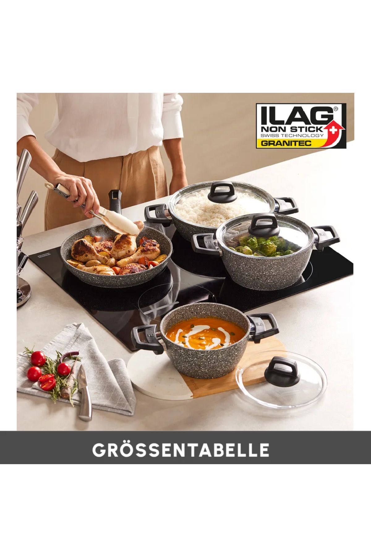 Karaca-Gris Bio Granit 7-teiliges Topfset/Pfannenset, Antihaftbeschichtung, Induktion 5