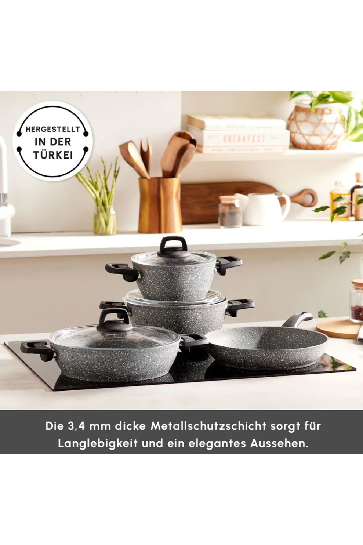 Karaca-Gris Bio Granit 7-teiliges Topfset/Pfannenset, Antihaftbeschichtung, Induktion 3