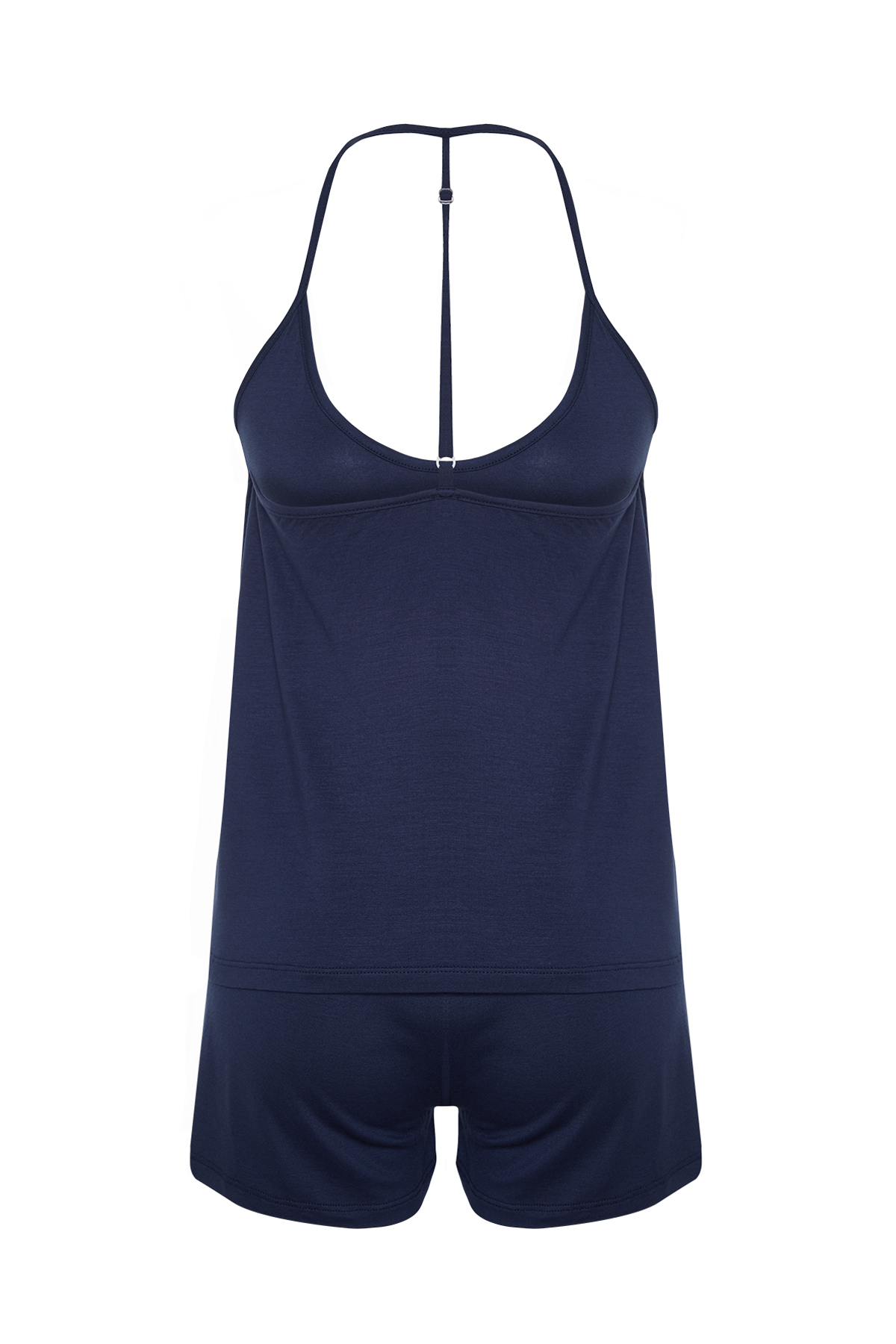 Trendyolmilla  Lacivert İp Askılı Viskon Şortlu Örme Pijama Takımı THMSS24PT00058 - Görsel 8