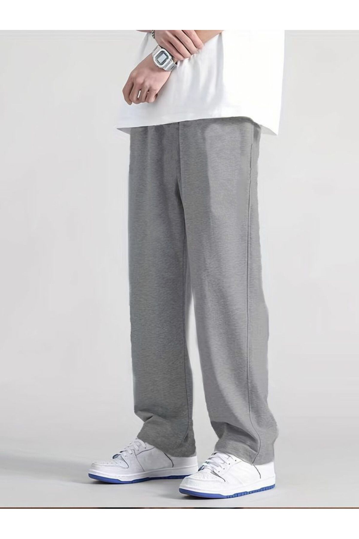 THE WHITE Men s Smoked Straight Leg Comfortable Cut Sweatpants 5 Trendyol
