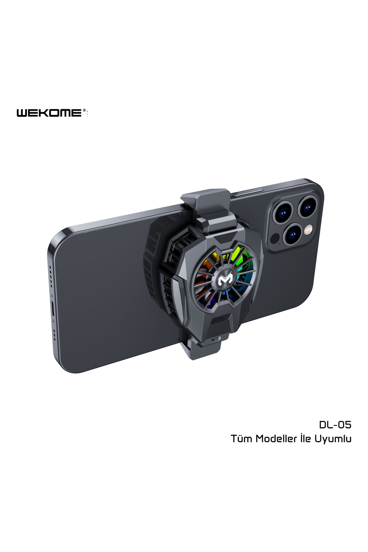 DL-05  Turbo RGB Işıklı  İphone Samsung Uyumlu Isı Göstergeli Cep Telefonu Radyatörü Fan 4