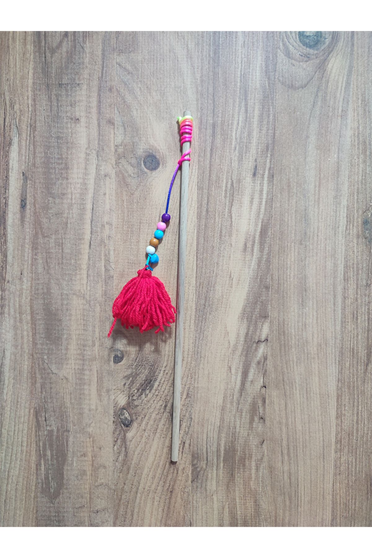 Pet Markt-Plush Cat Fishing Rod Toy with Bells and Beads Random Color 1 Piece 1