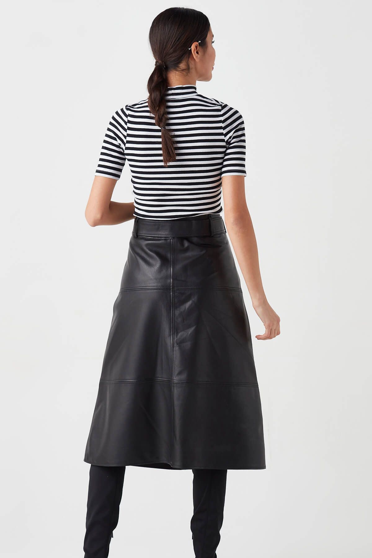 Deriza-Midi Genuine Leather Skirt Black 4