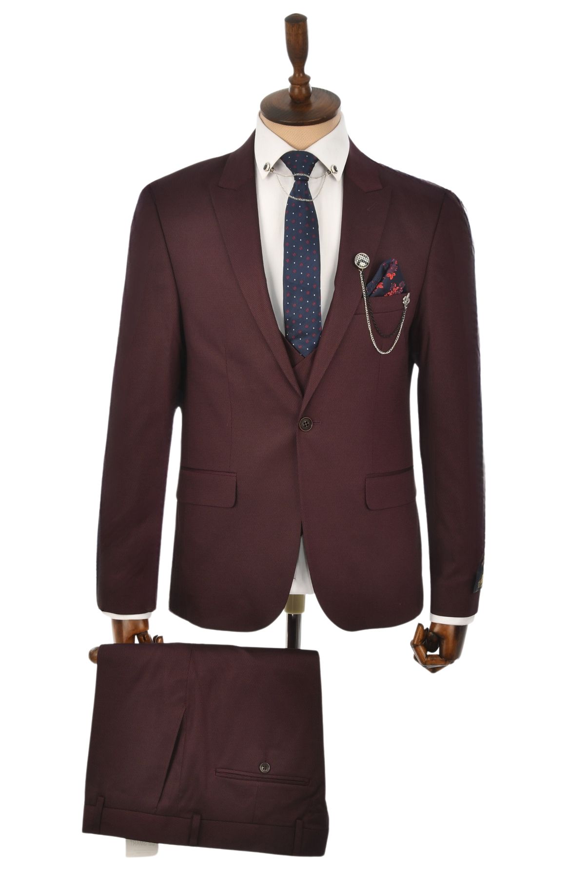 DeepSEA-Costum 3 piese pentru bărbați, slim fit, cu un singur nasture2301500 4