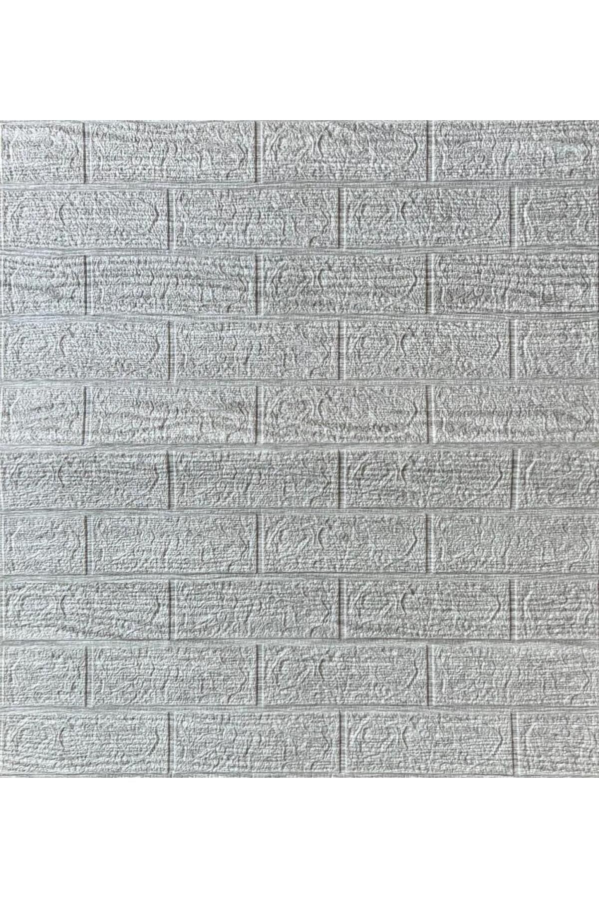 70x77cm 1 Adet  Çizgili Gri Tuğla Arkası Yapışkanlı Esnek Silinebilir Duvar Kağıdı Paneli