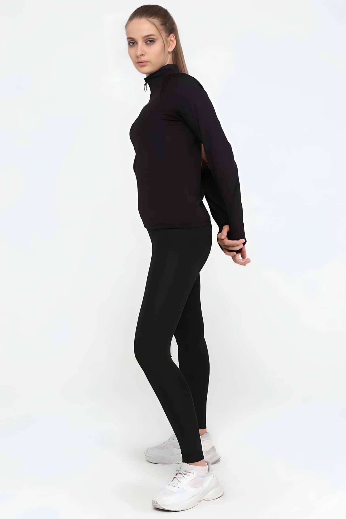 Damen-Strumpfhose, schwarze Damen-Strumpfhose mit hoher Taille für den Alltag und Sport - 