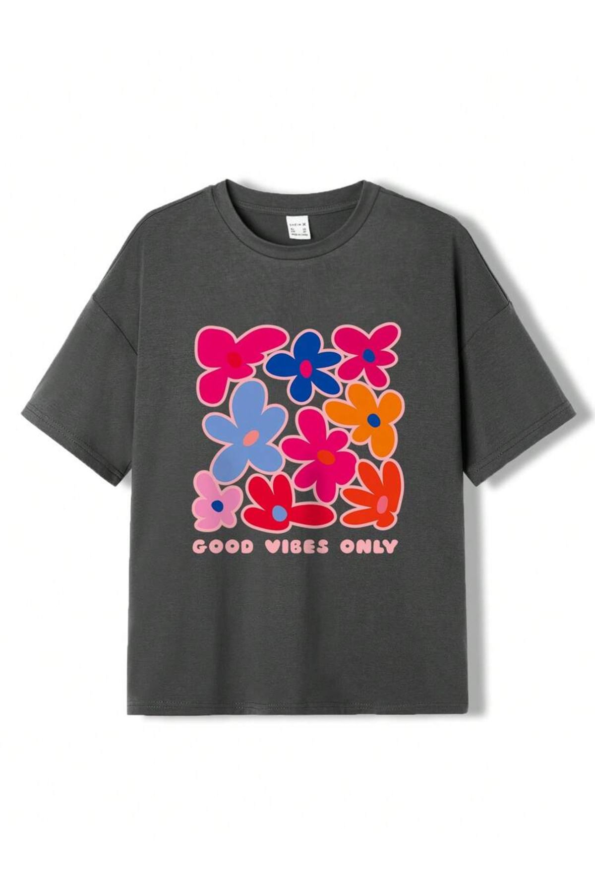 BYMEER Tricou Supradimensionat Cu Imprimeu Floral Colorat Pentru Copii Unisex - 11-12 ani