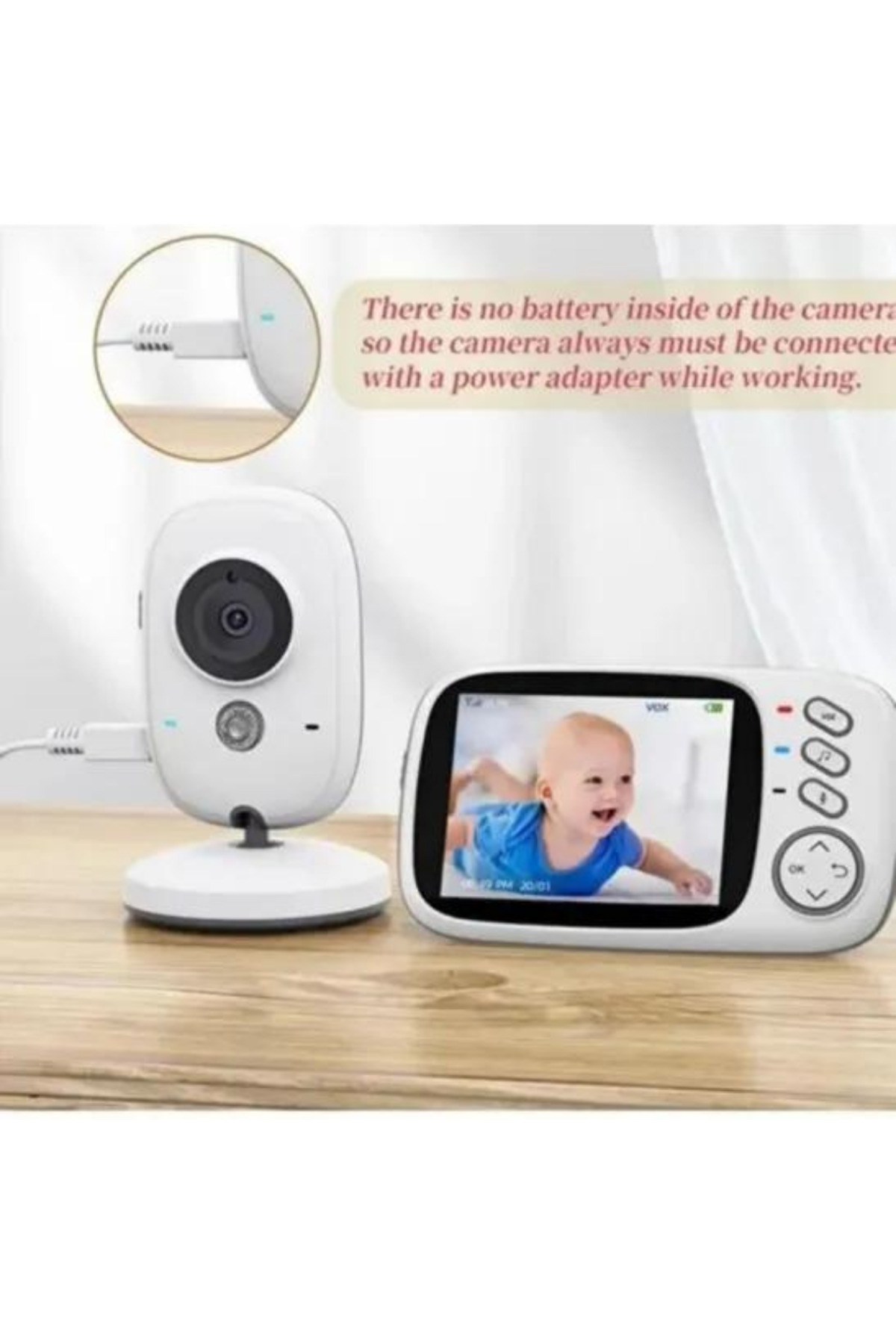 XİRA Lcd Ekranlı Gece Görüşlü Bebek Monitörü -Bebek Izleme Kamerası Oda Sıcaklığı Kontrollü Kablosuz fotoğrafı 3 (önizleme)