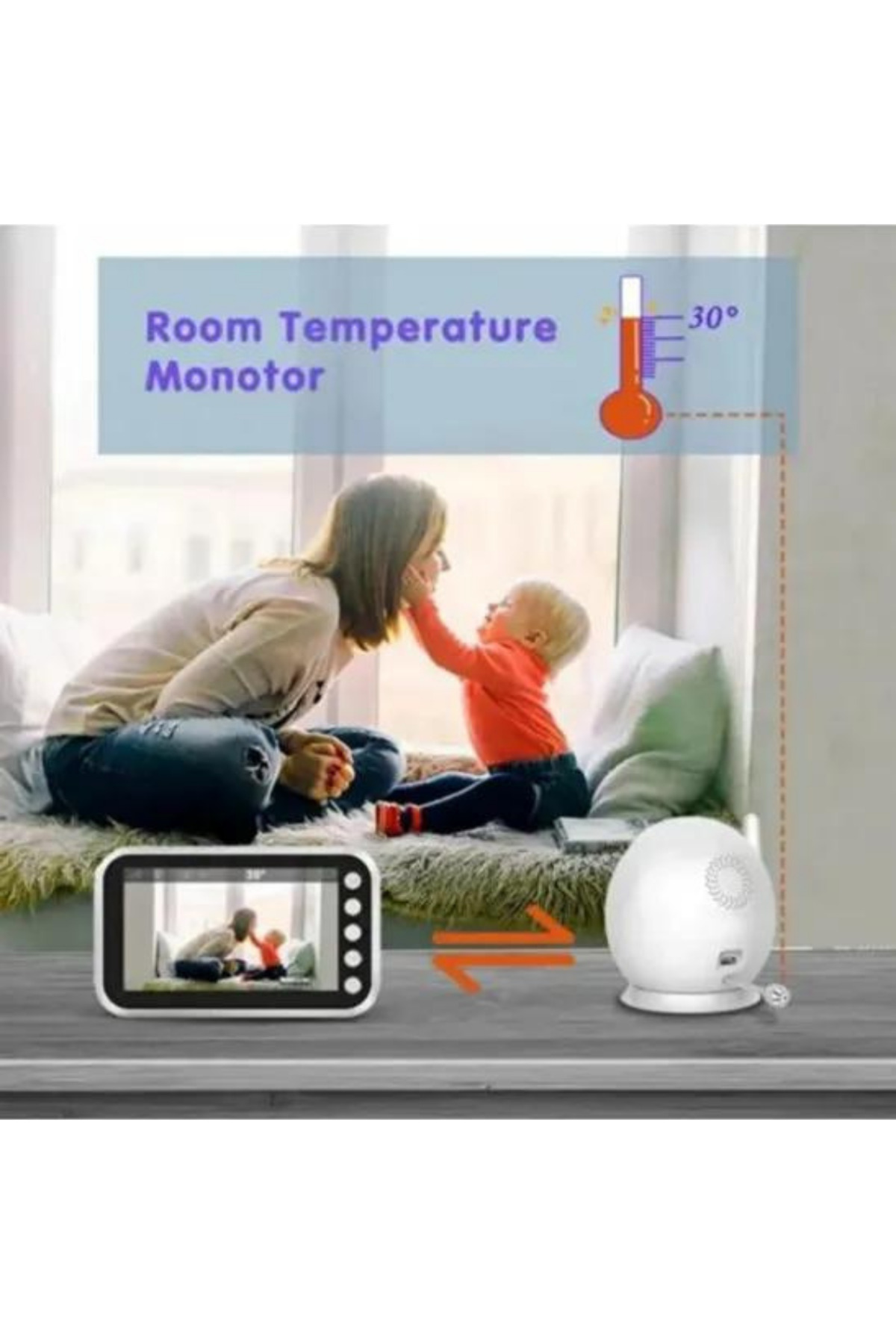 XİRA Lcd Ekranlı Gece Görüşlü Bebek Monitörü -Bebek Izleme Kamerası Oda Sıcaklığı Kontrollü Kablosuz fotoğrafı 6 (önizleme)