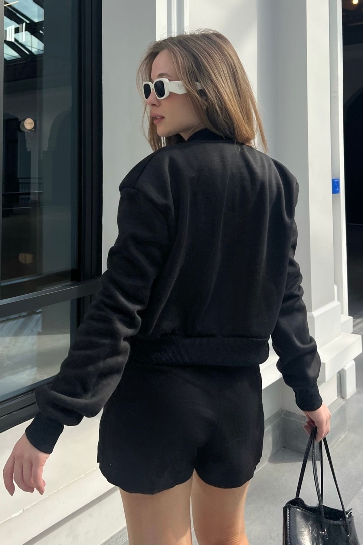 Bianco Lucci-Damen-Bomberjacke mit drei Fäden in Roségold und zwei Taschen 4