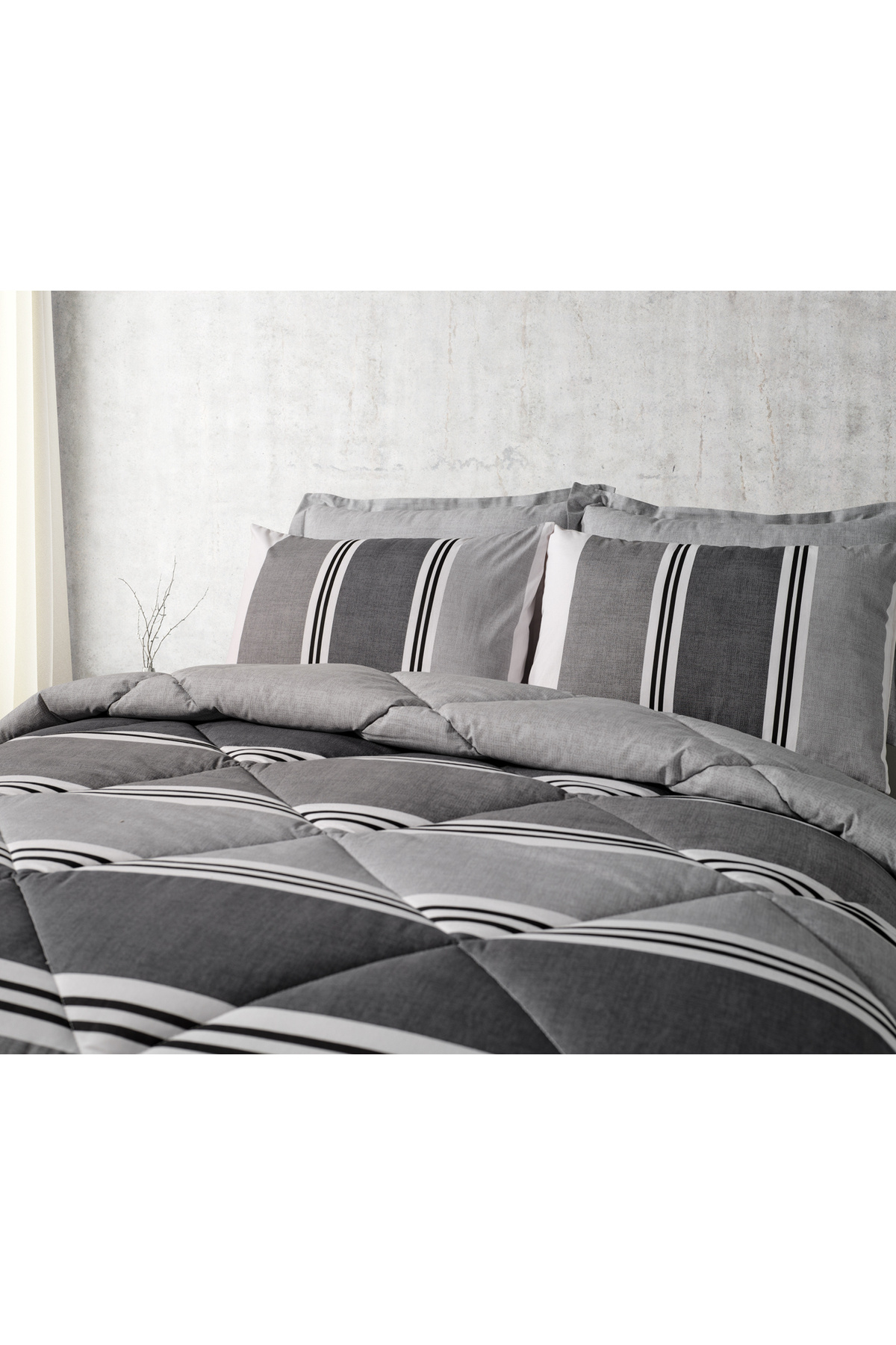 ست خواب تک نفره  خاکستری Doqu Home | 2Q9CMFEASY0010154 اورجینال - تصویر 6