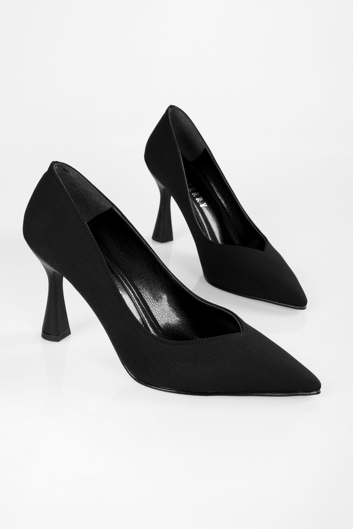 Shoeberry Pantofi Cu Toc Divini De Damă, Negru Mat Din Satin Stiletto - 38