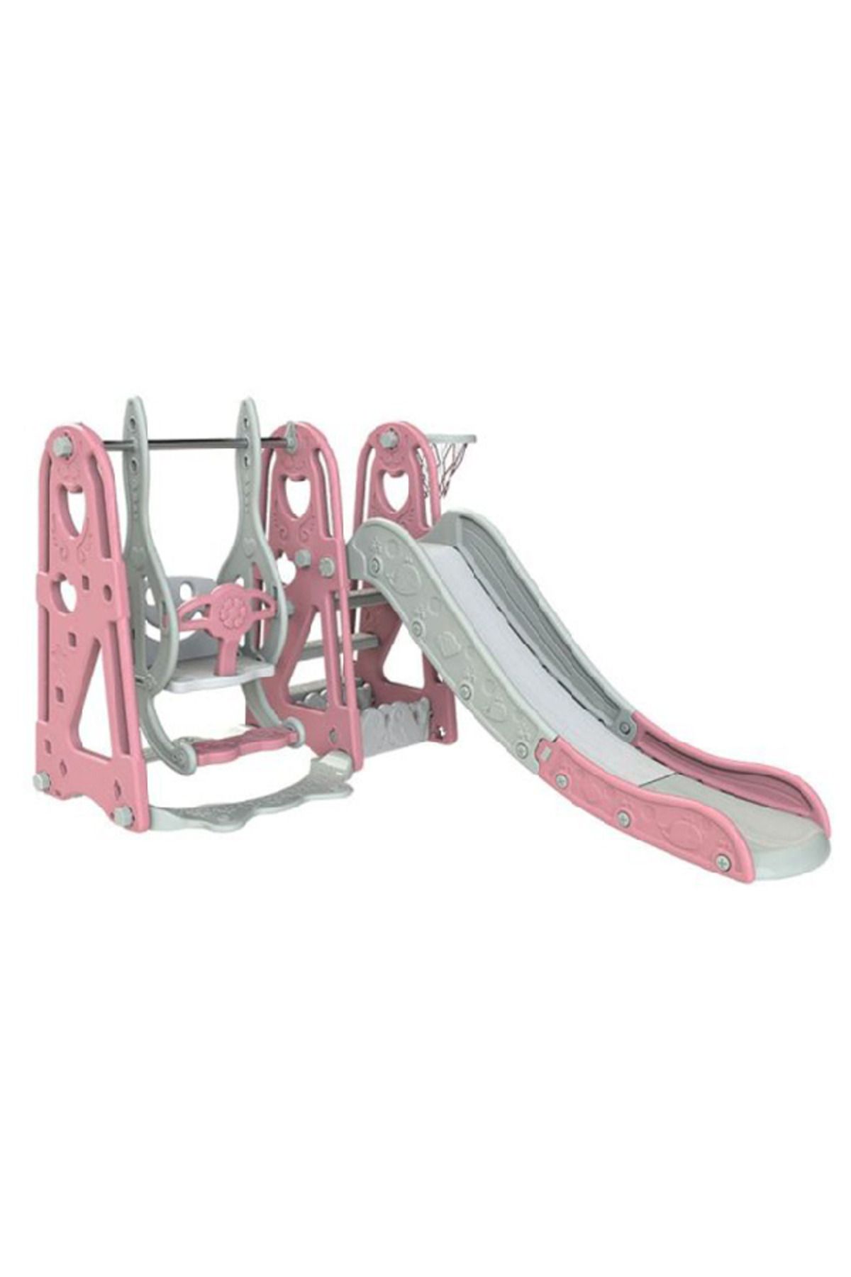 OSERSHOP Pembe (Harf) Basket Potalı Salıncak ve Kaydırak Seti Çocuk Kaydırak Salıncak Seti