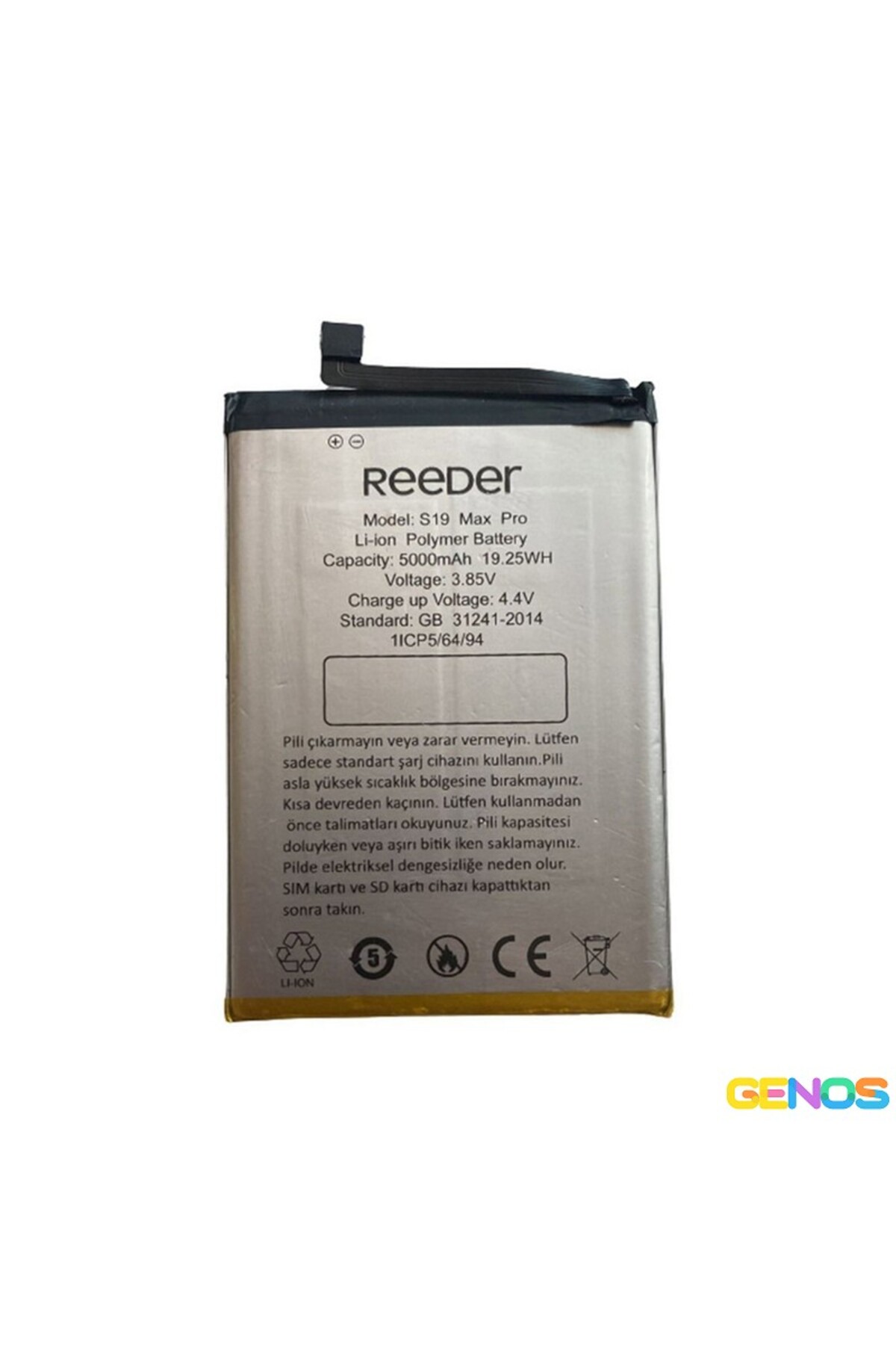 Genos Reeder S19 Max Pro Uyumlu 5000 MAh Batarya (SN805607)