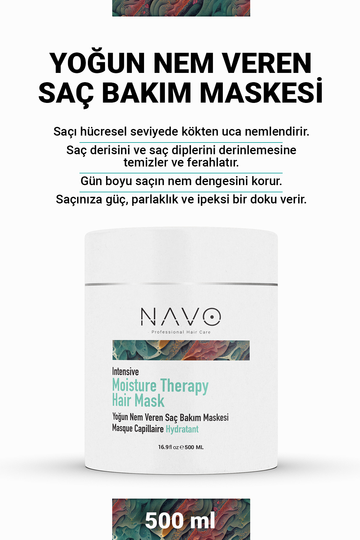 NAVO PROFESSIONAL HAIR CARE Intense Moisturizing Hair Mask| Moisture Therapy Hair Mask 500 ml