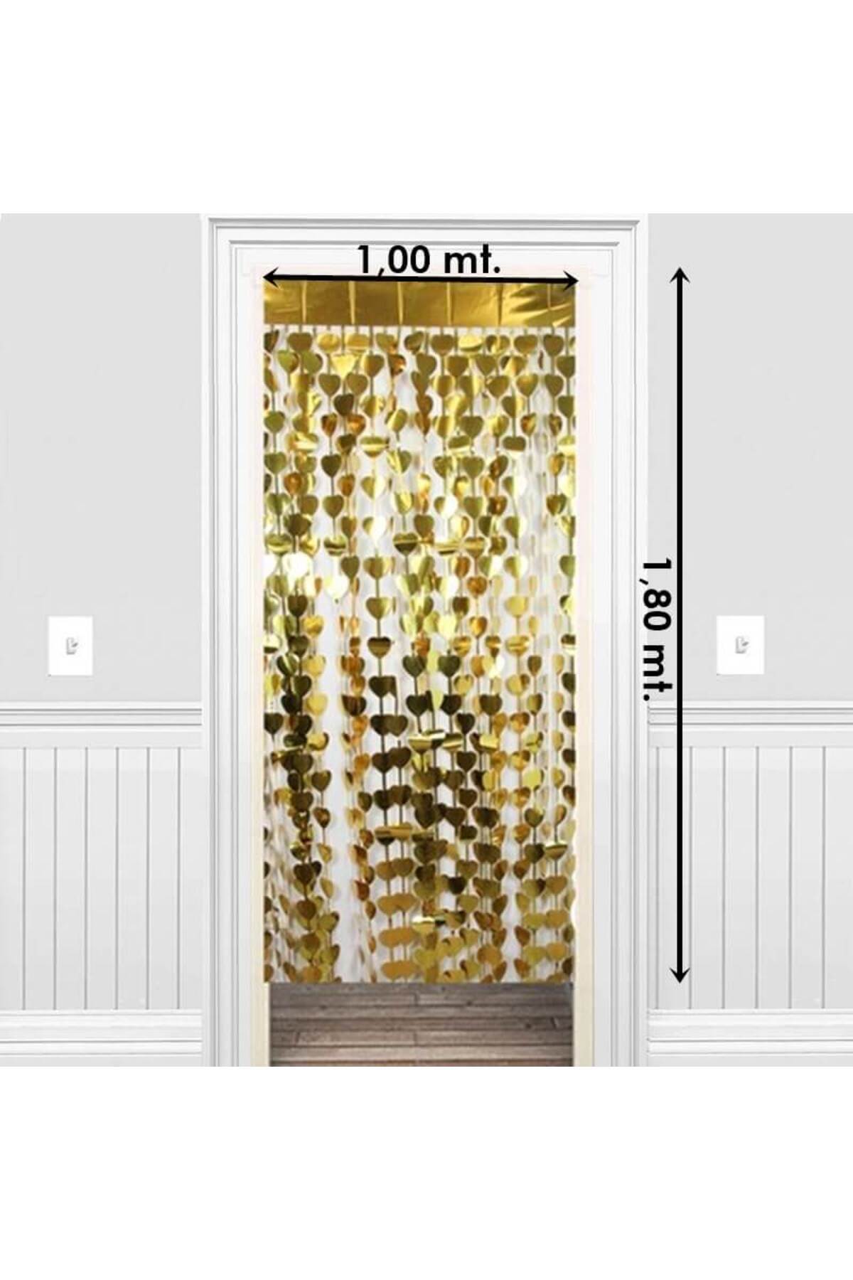 Süsle Baby Party Metalize Kalpli Kapı Ve Fon Perdesi, 1 X 1,8 Mt - Altın fotoğrafı 2 (önizleme)