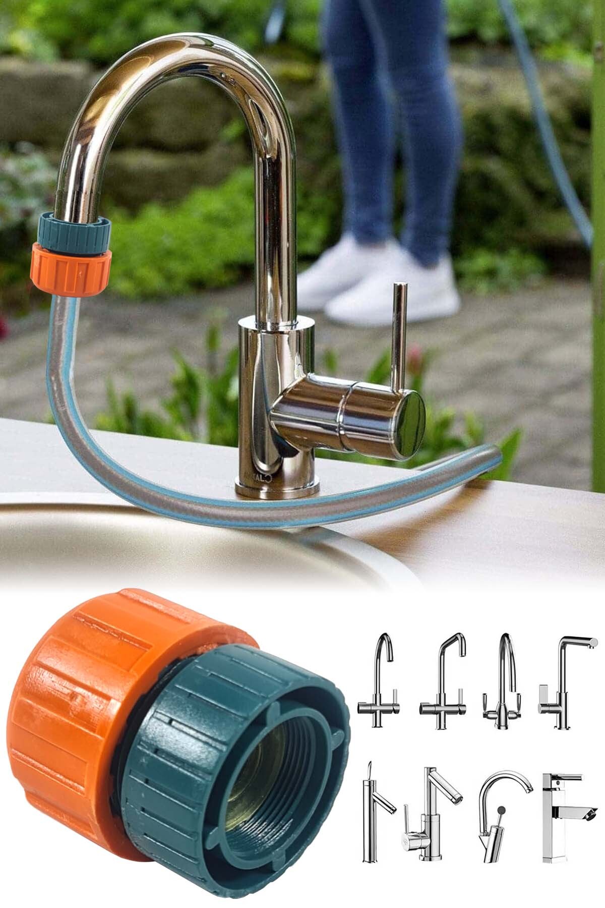 Binbirreyon Iç Mekan Batarya Musluk Hortum Bağlantı Aparatı Kelepçesiz Ince Diş Dişi Ae100