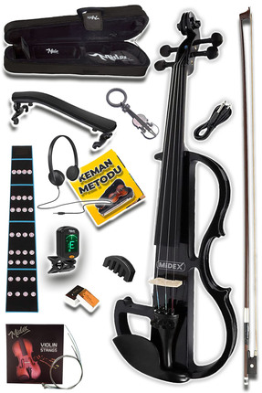 Midex Rcz-606b Elektro Keman Seti Siyah (kulaklık Kablo Metod Tuner Yastık )
