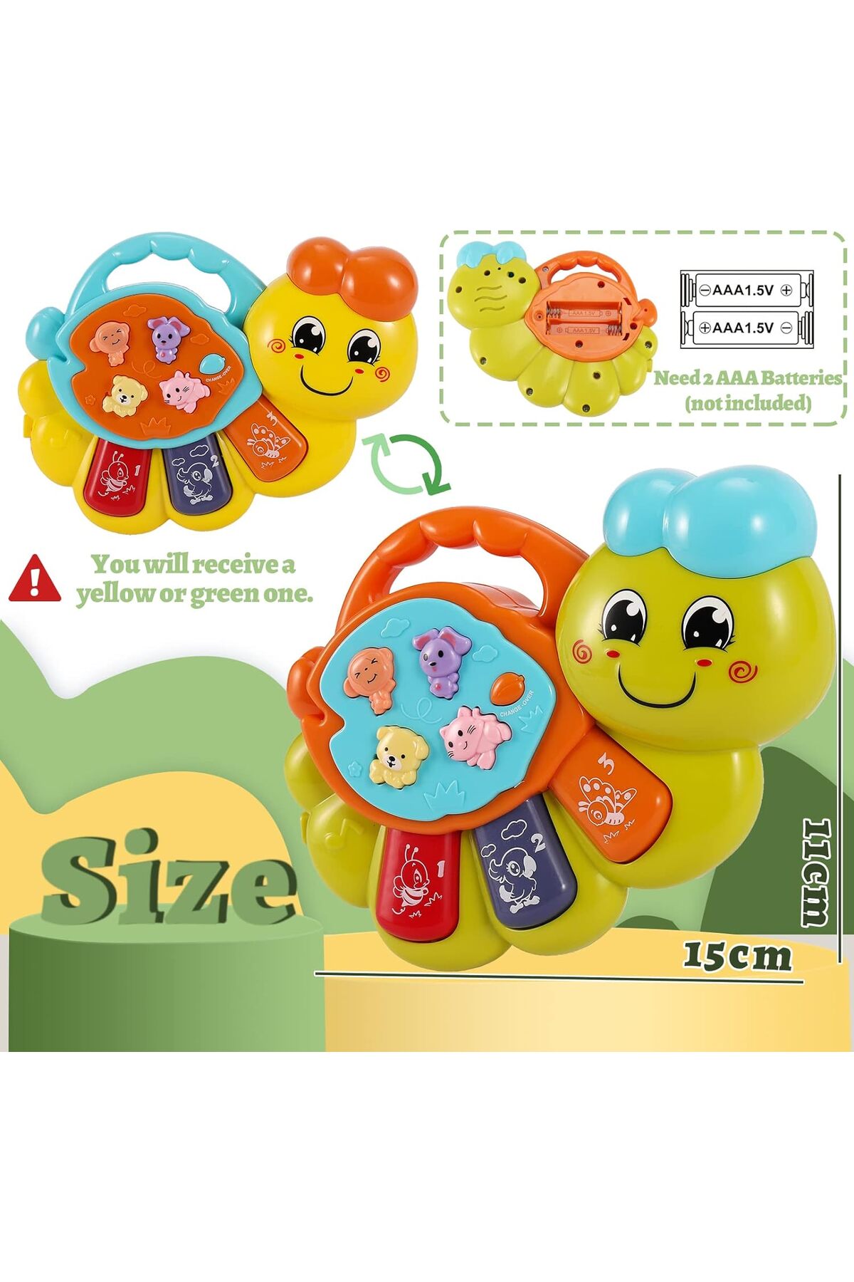 TUENGİ STORE Işıklı Müzikli Bebek Aktivite Oyuncağı Piyano Sevimli Tırtıl Müzikli Eğitici Oyuncak fotoğrafı 6 (önizleme)
